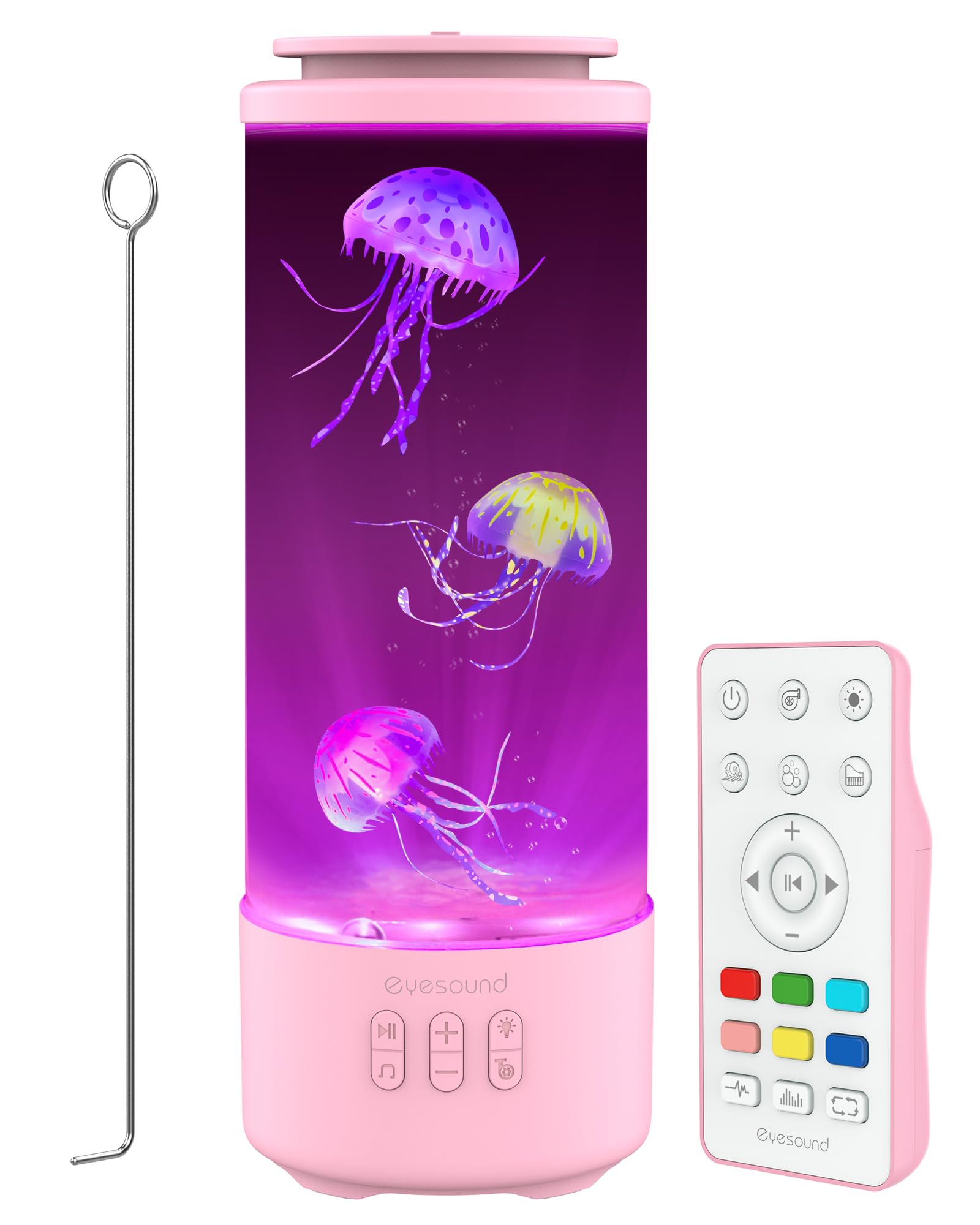 Eyesound Jellyfish Lamp Bluetooth Speaker With White Noise - 7 Color Changing Jelly Fish Tank Aquarium Light, 4 Lighting Modes F