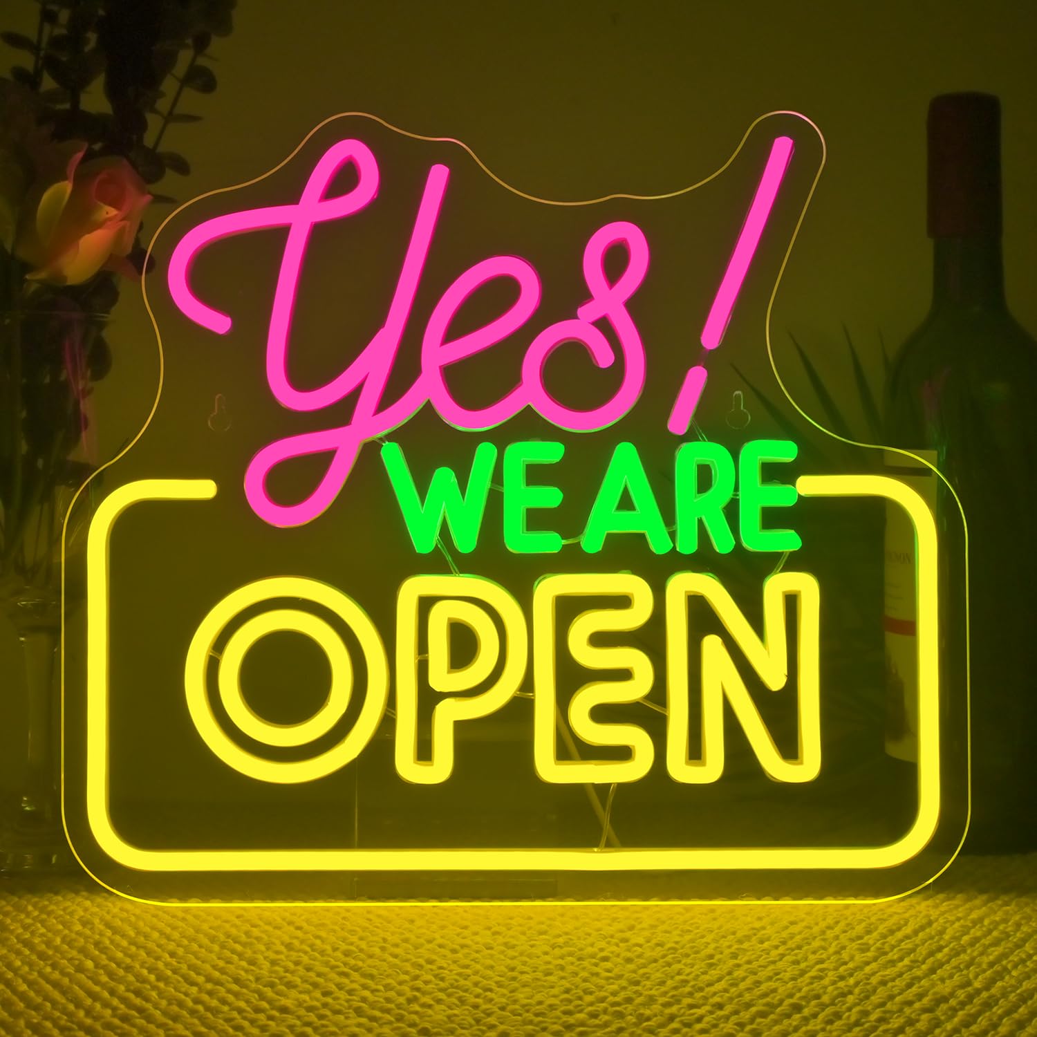 Ineonlife Open Neon Sign Light Up For Wall Decor Yes We Are Open Led Sign For Business Acrylic Decoration For Bar Coffee Shop Re