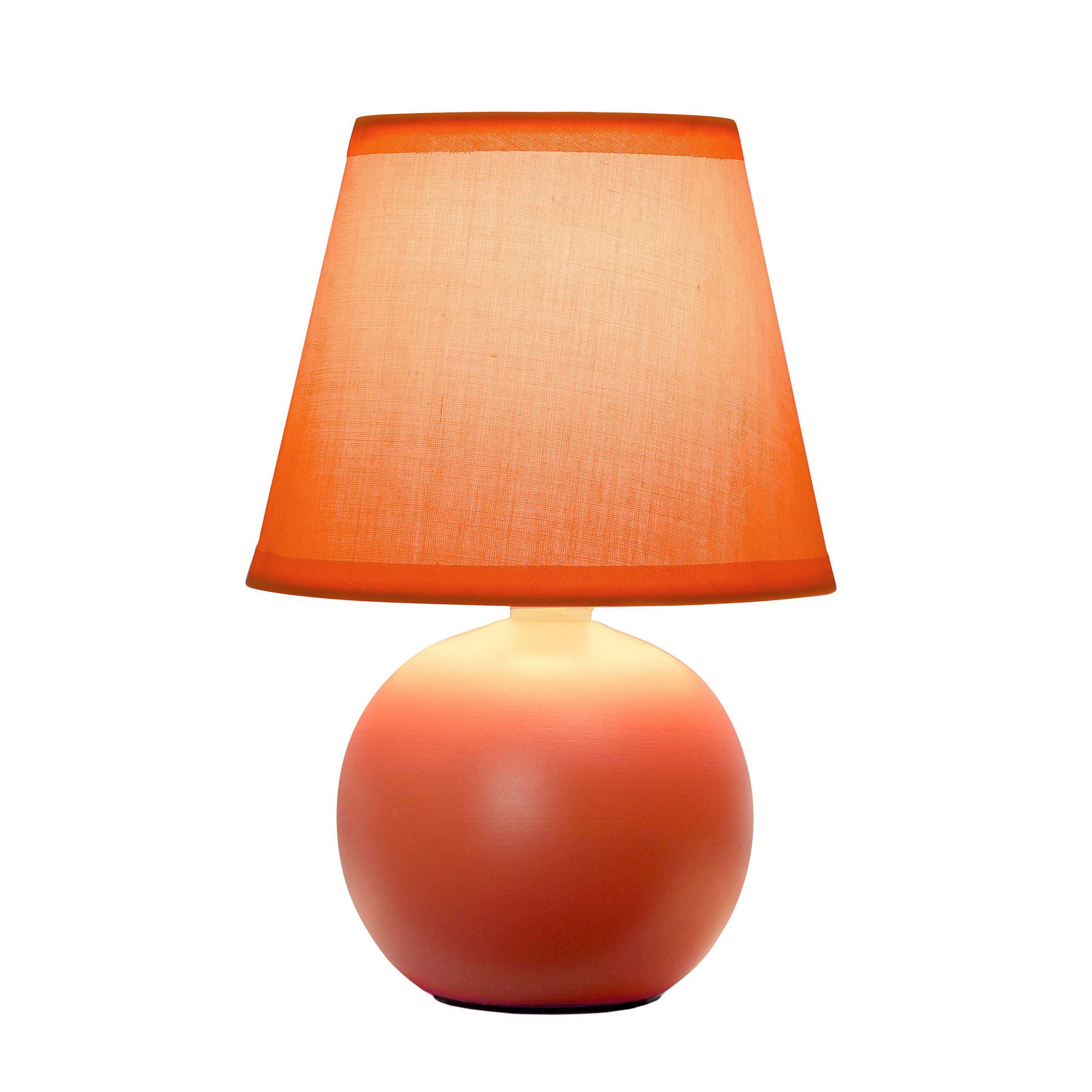 Creekwood Home Orange Ceramic Table Lamp, 8.66&quot; Petite Bedside Light With Drum Shade