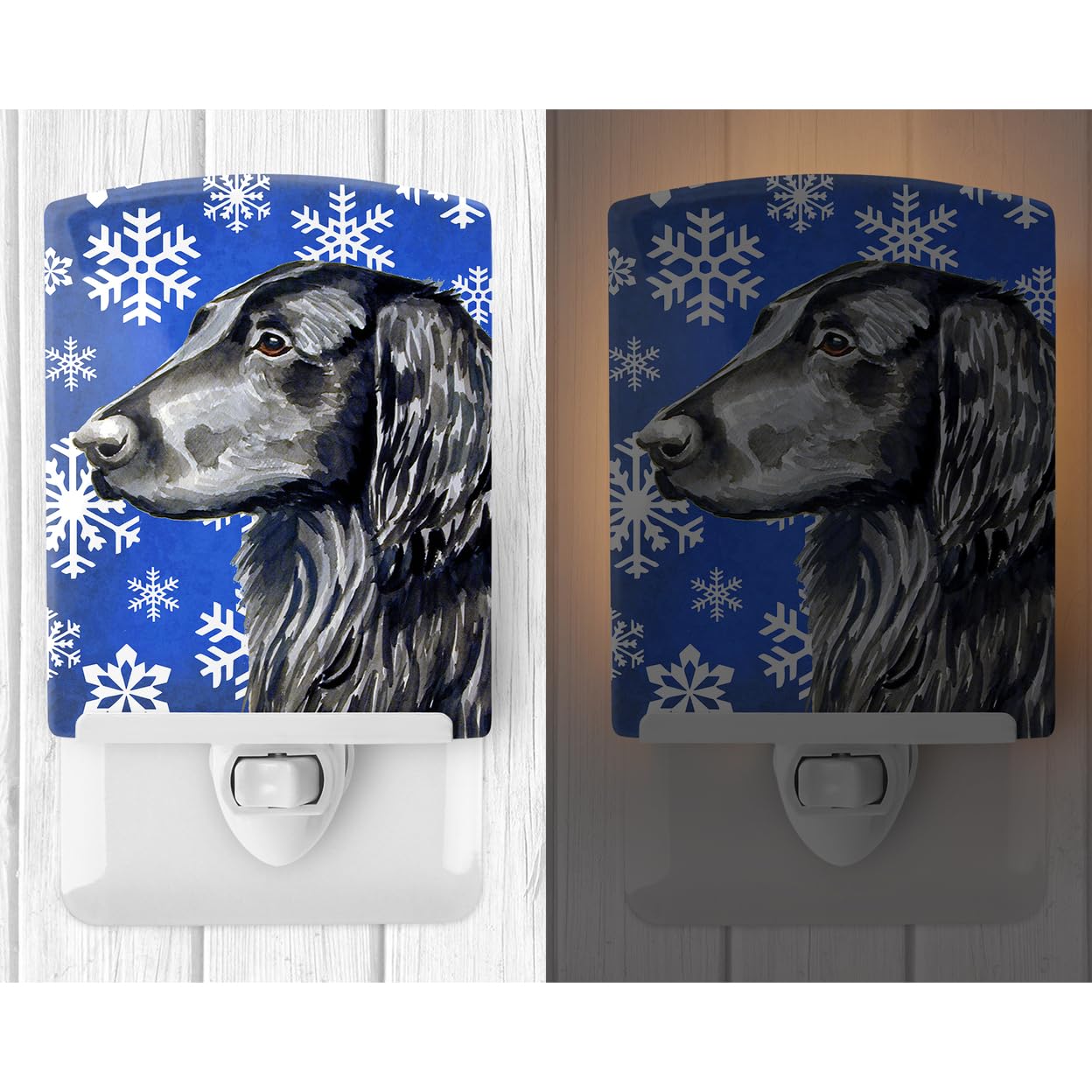 Carolines Treasures Ceramic Night Light, LH9276CNL, Flat-Coated Retriever, 6x4x3in, Multicolor, UL-Certified for Bedroom & Bathroom