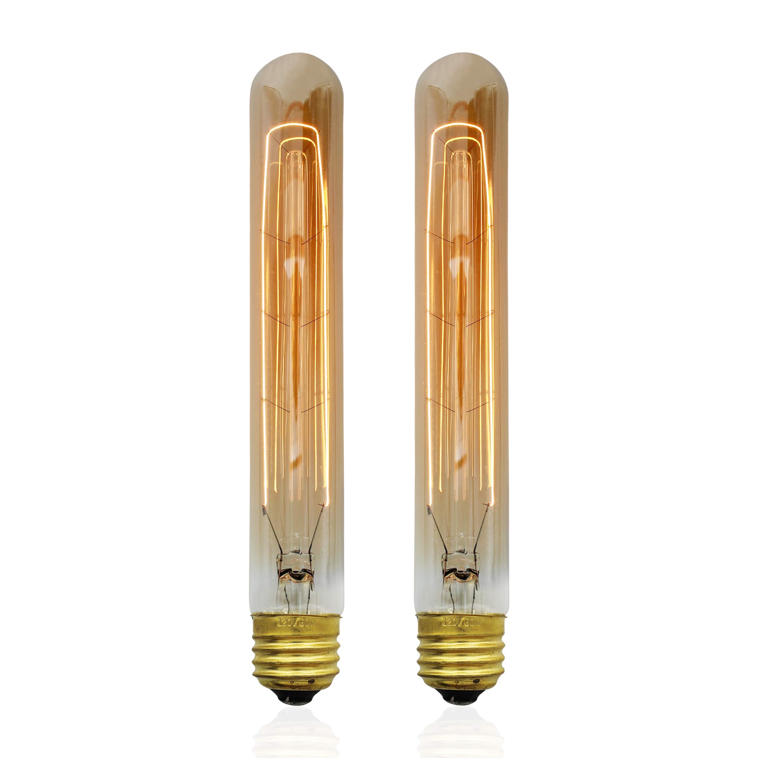 Bunnit Bulbs Vintage Edison Bulb, T9 T9-185 Tube Hairpin/Leaf, 60W, Medium (Standard) E26 Base, 2-Pack