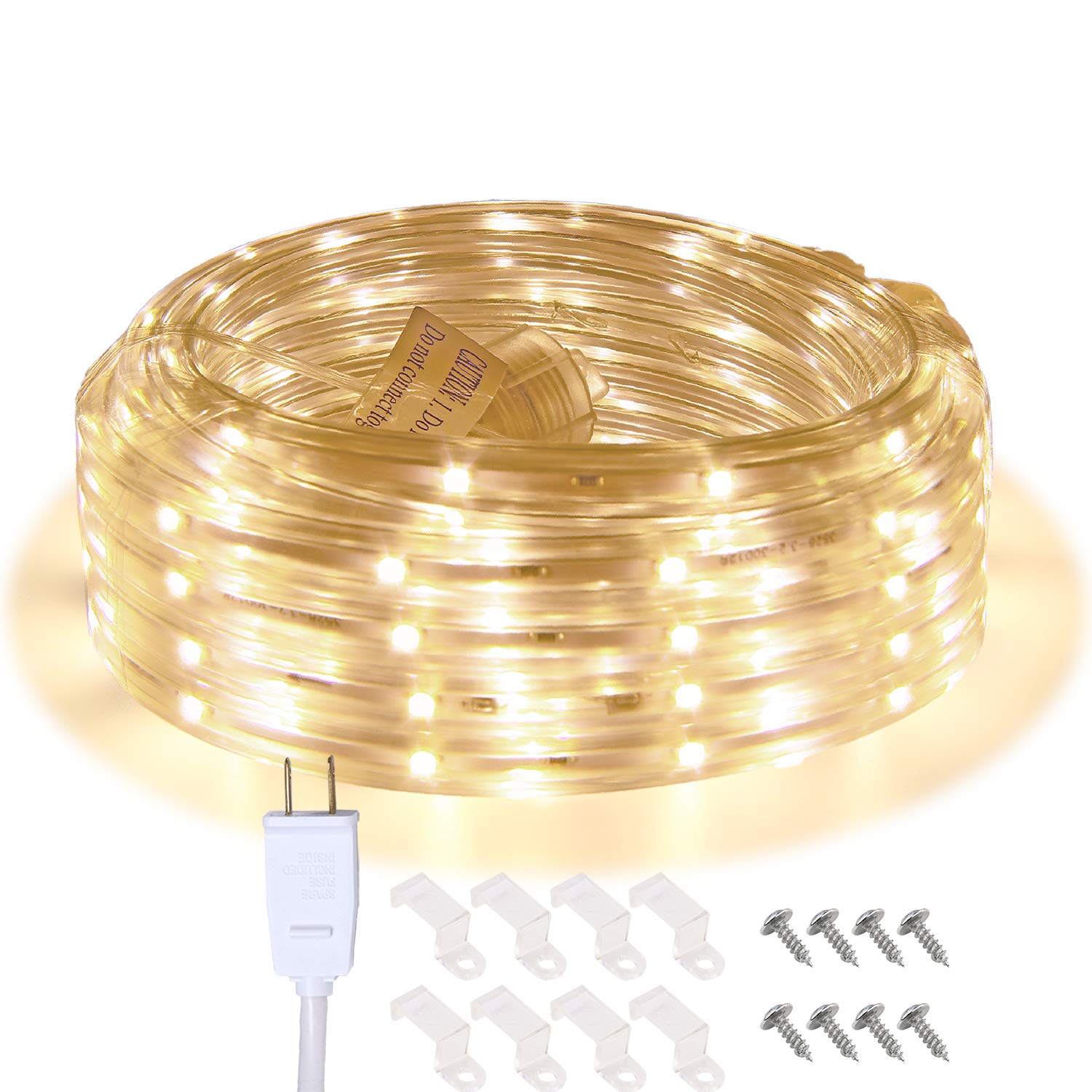 Areful LED Rope Lights, 16.4ft Waterproof Strip Lighting, 3000K Soft White, Indoor Outdoor Mood Lighting