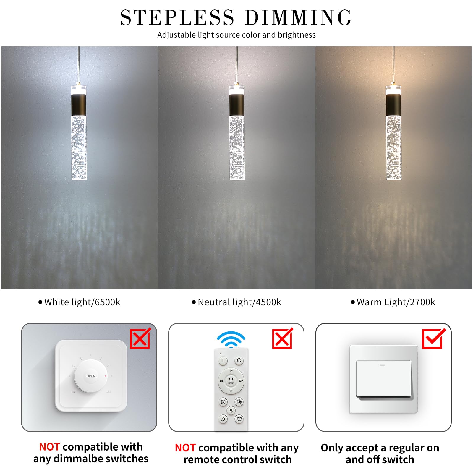 3 Pack Modern Kitchen Island Pendant Lights  Gold Bubble Crystal Ceiling Hanging Light  3 Color 2700K/4500K/6500K  Mini Linear Led Chandelier Lighting For Dining Room  Bedroom  Bar  Hallway  Bedside