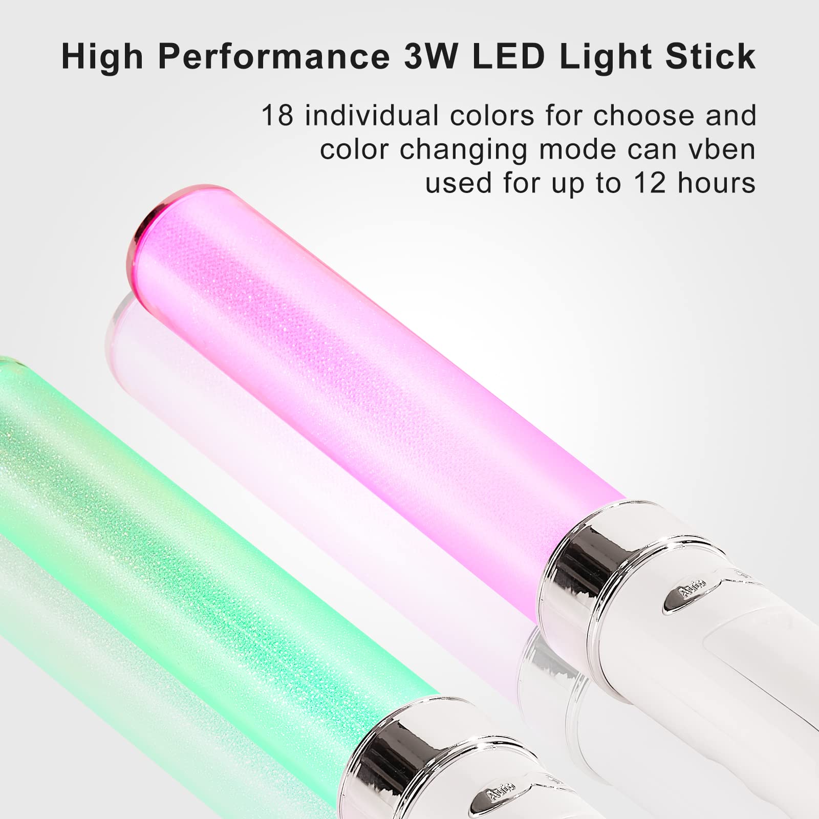 HOHUIGO LED Glow Sticks - 18 Colors, Reusable, 2 Modes, ABS Material, Perfect for Parties, Concerts, Raves, Age 15+