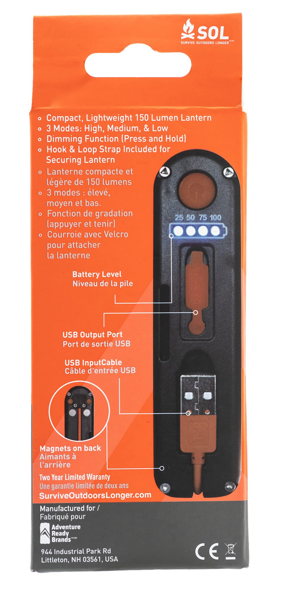 S.O.L. Survive Outdoors Longer S.O.L. Venture Light 2600 Recharge With Power Bank