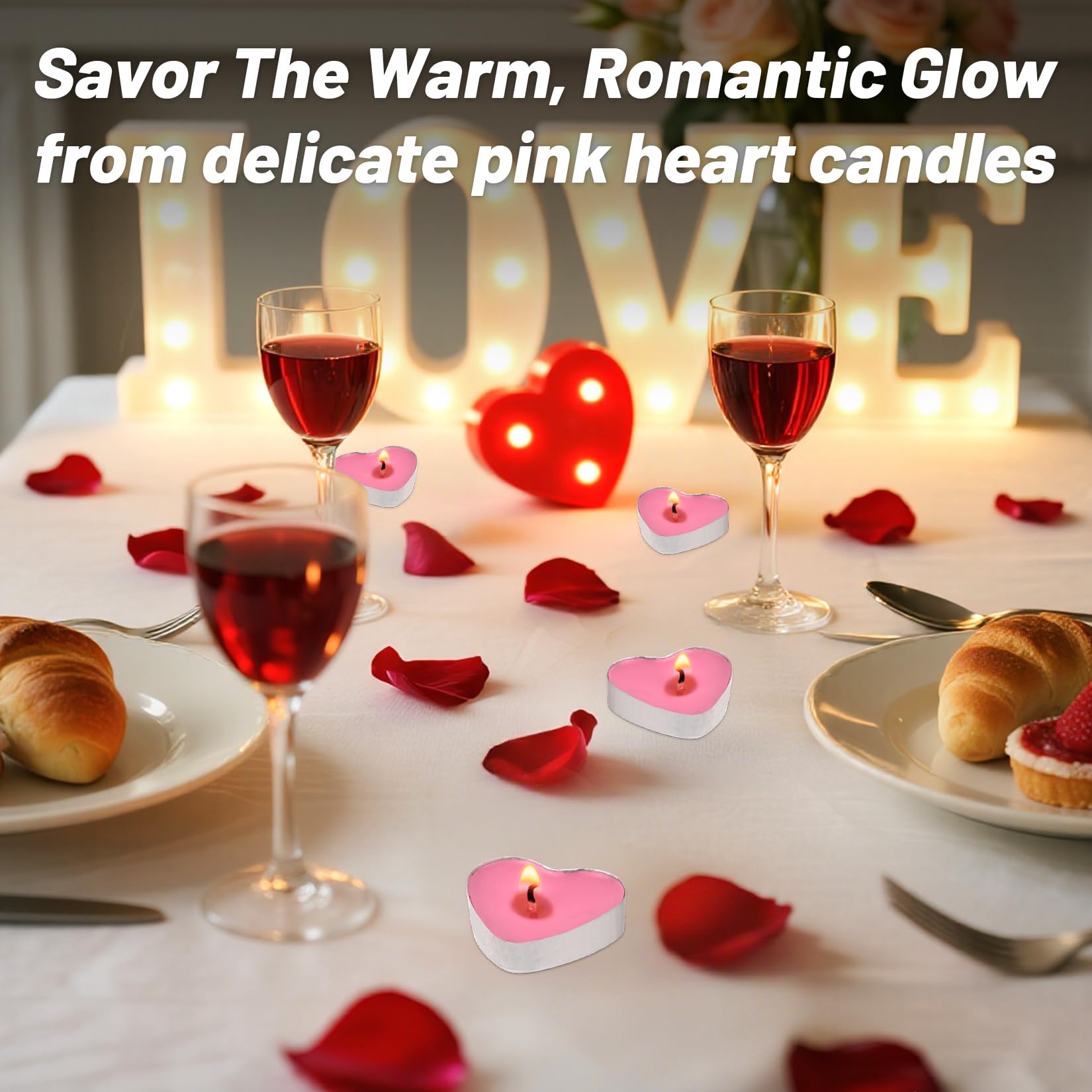 Maqihan Pink Tea Lights Candles- Pink Heart Shaped Tealight Candles - Soy Candle For Valentine  Dating  Weddings  Anniversaries  Candle Gift