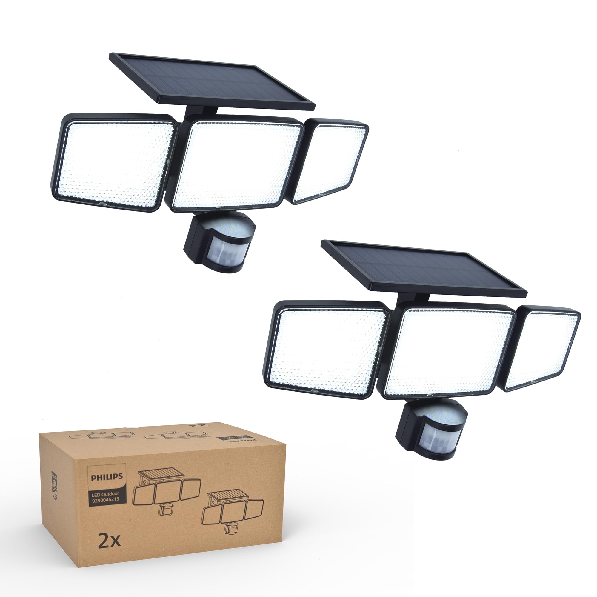 Philips Solar Security Light Outdoor Light 302 LED 1200lm,Solar-Powered Waterproof Wall-Mounted Flood Light w/PIR Motion Sensor,