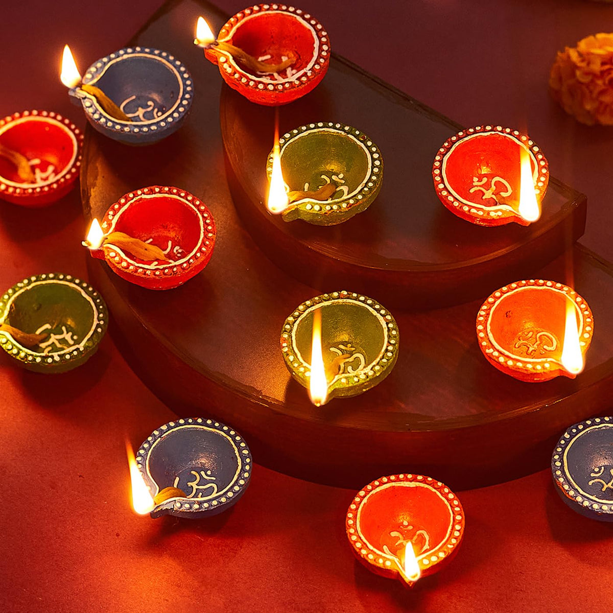 TIED RIBBONS 12 pcs Handmade Clay Diya for Diwali | Traditional Homemade Diyas Tealight | Indian Oil Lamp | Pongal Decorations f