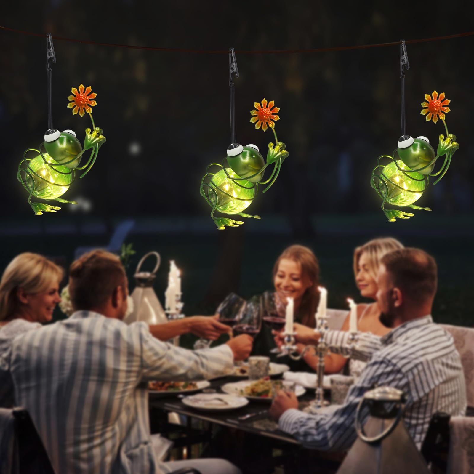 Yamodoor Frog Solar Outdoor Lantern - Waterproof Metal Sculpture Light, Green, 1 Pack, Model YA-109 - Perfect for Garden Decor and Gifts
