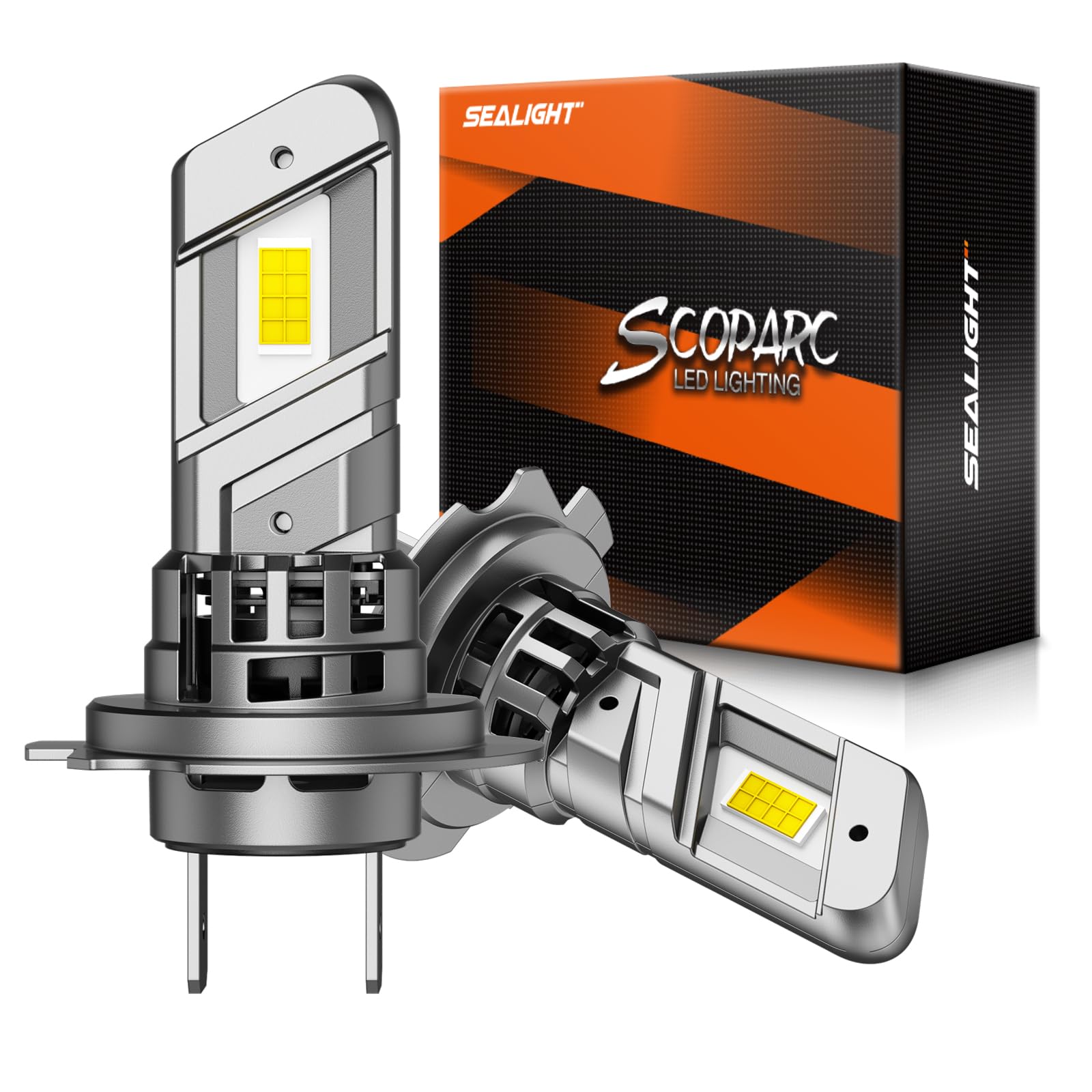 SEALIGHT H7 Fog Light Bulb, 6500K Cool White, Mini Size, Plug-N-Play, Pack of 2