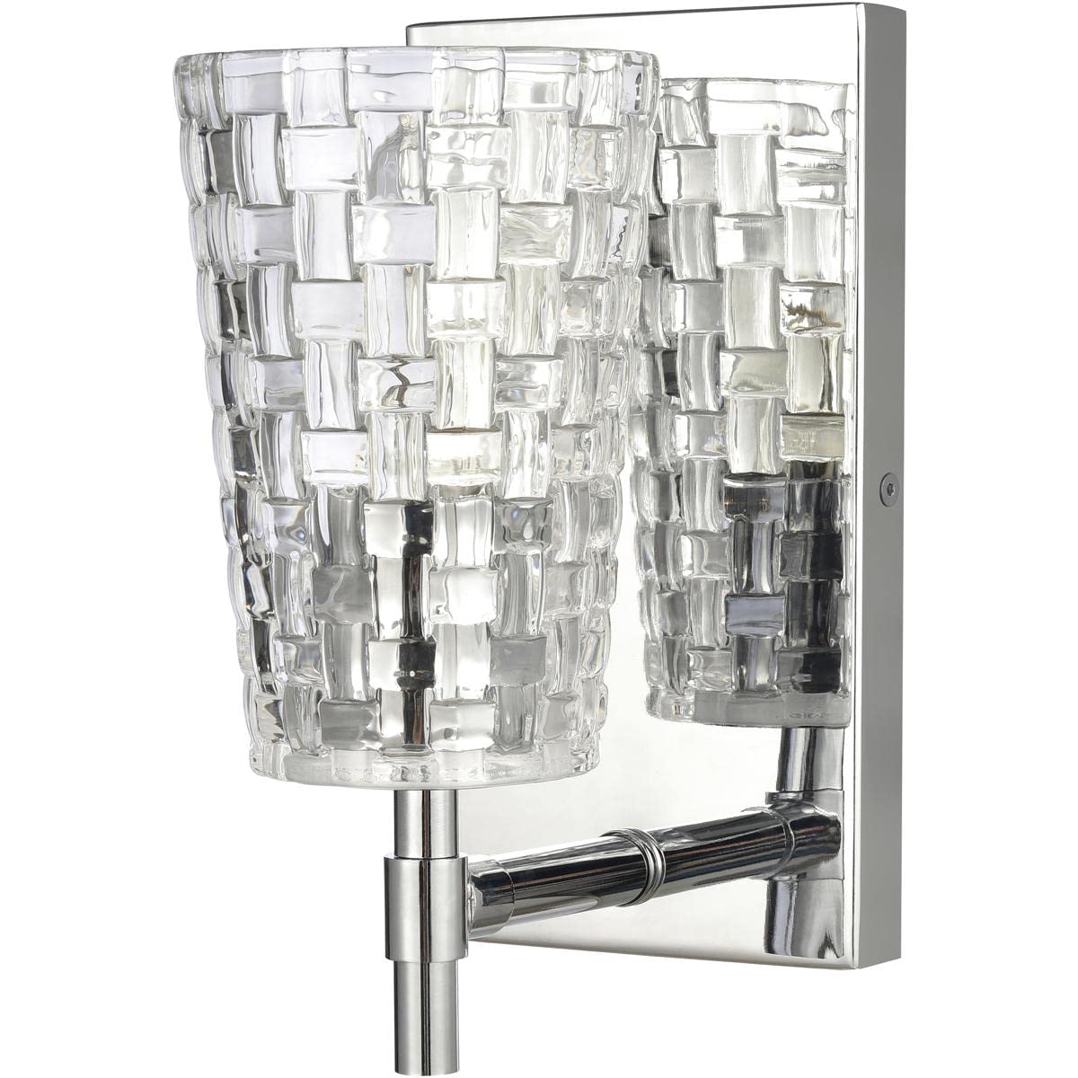 Elk Home 3-Light Lightweave Vanity Light, Polished Nickel With Clear Crystal, Traditional Style