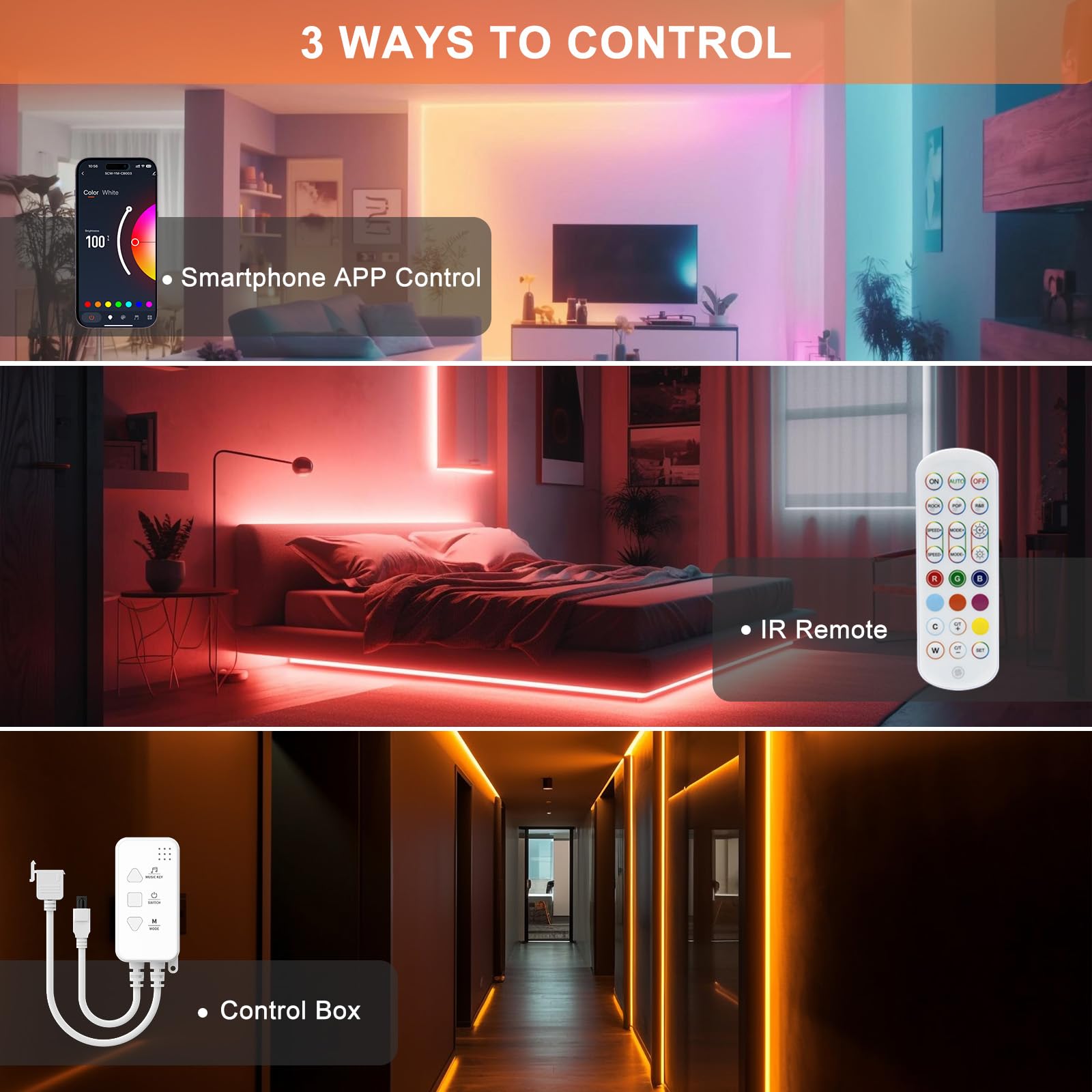 MIWISE RGB COB LED Strip Light 20ft, Dimmable DC24V, Compatible with Alexa/Google Assistant, Multicolor Flexible Tape for TV & Bedroom