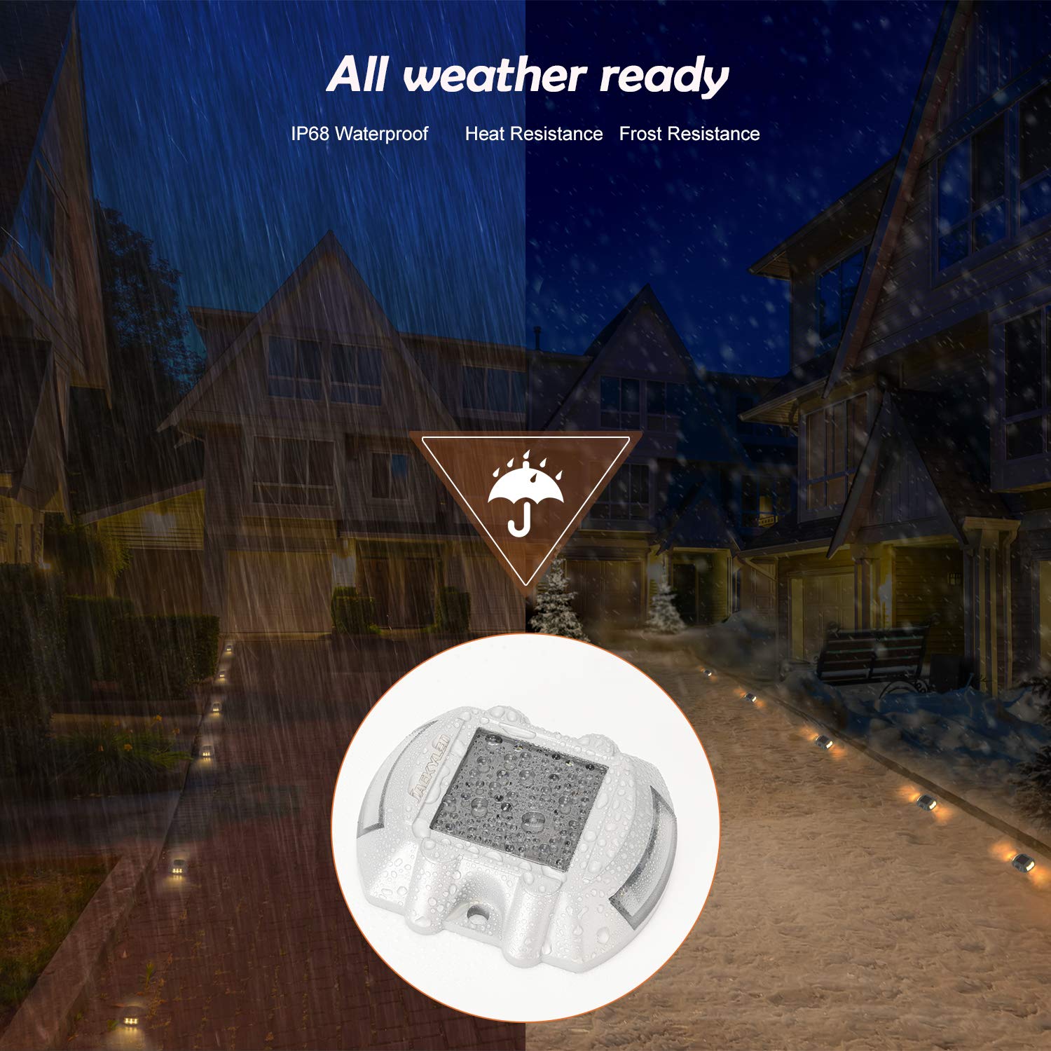 JACKYLED Solar Dock Lights 12 Pack, IP68 Waterproof LED Deck Lighting, Metal, Warm White