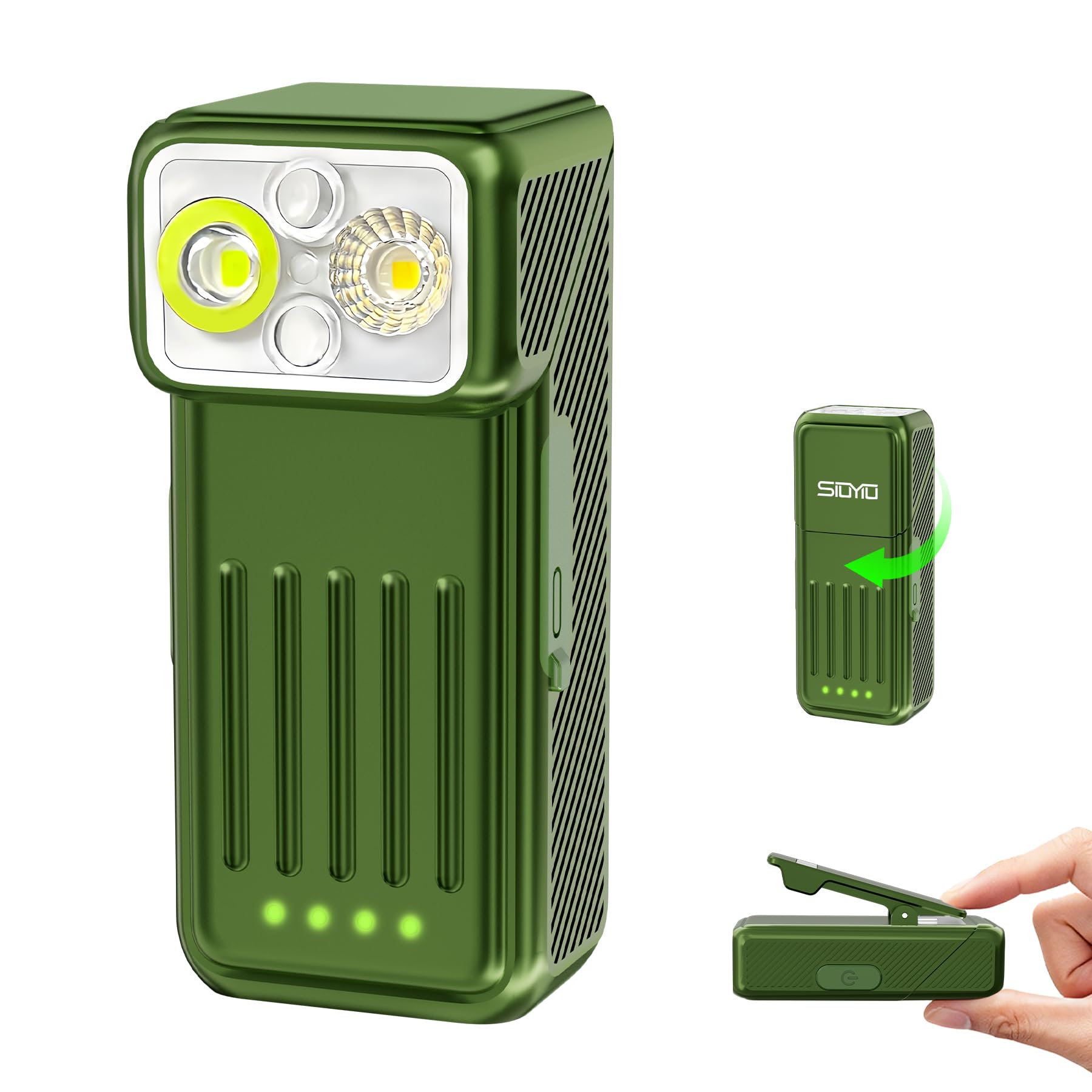Siuyiu EDC Flashlight, 500 Lumens Rechargeable Clip-on Light, 90 Rotating Head, 10 Modes Mini Flashlights, IP54 Waterproof, USB-