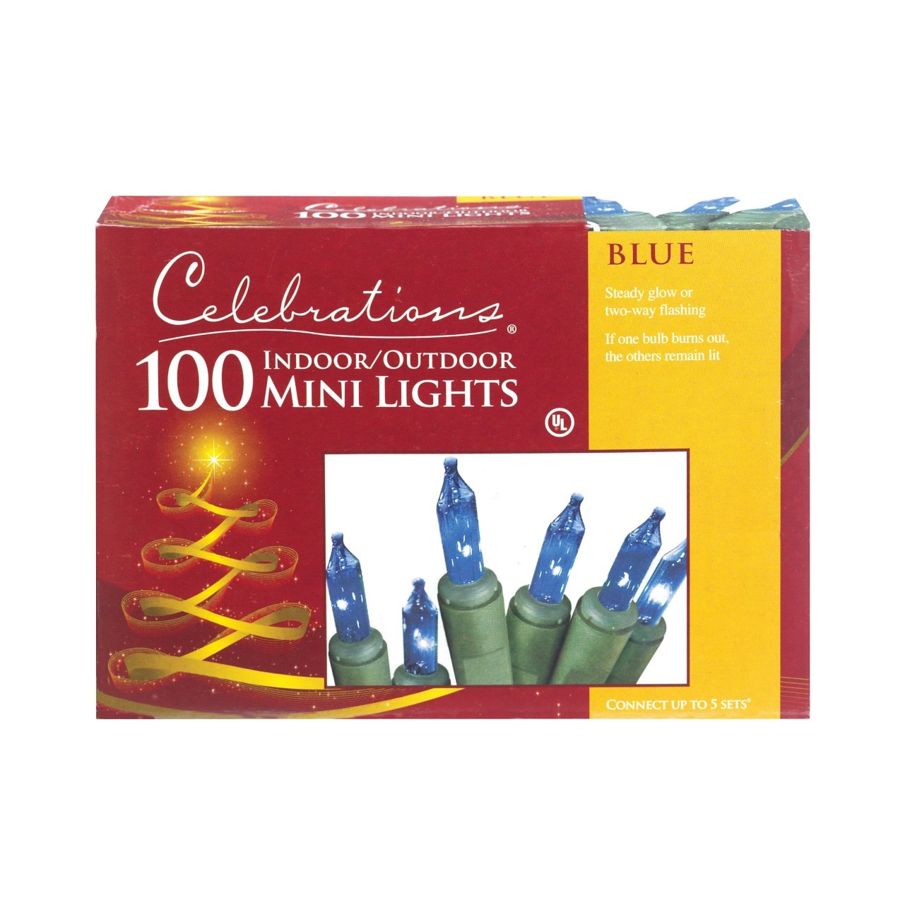 Celebrations Mini Light Set 100 Lights Blue 18" Ul Fuse Ace No. 9802315