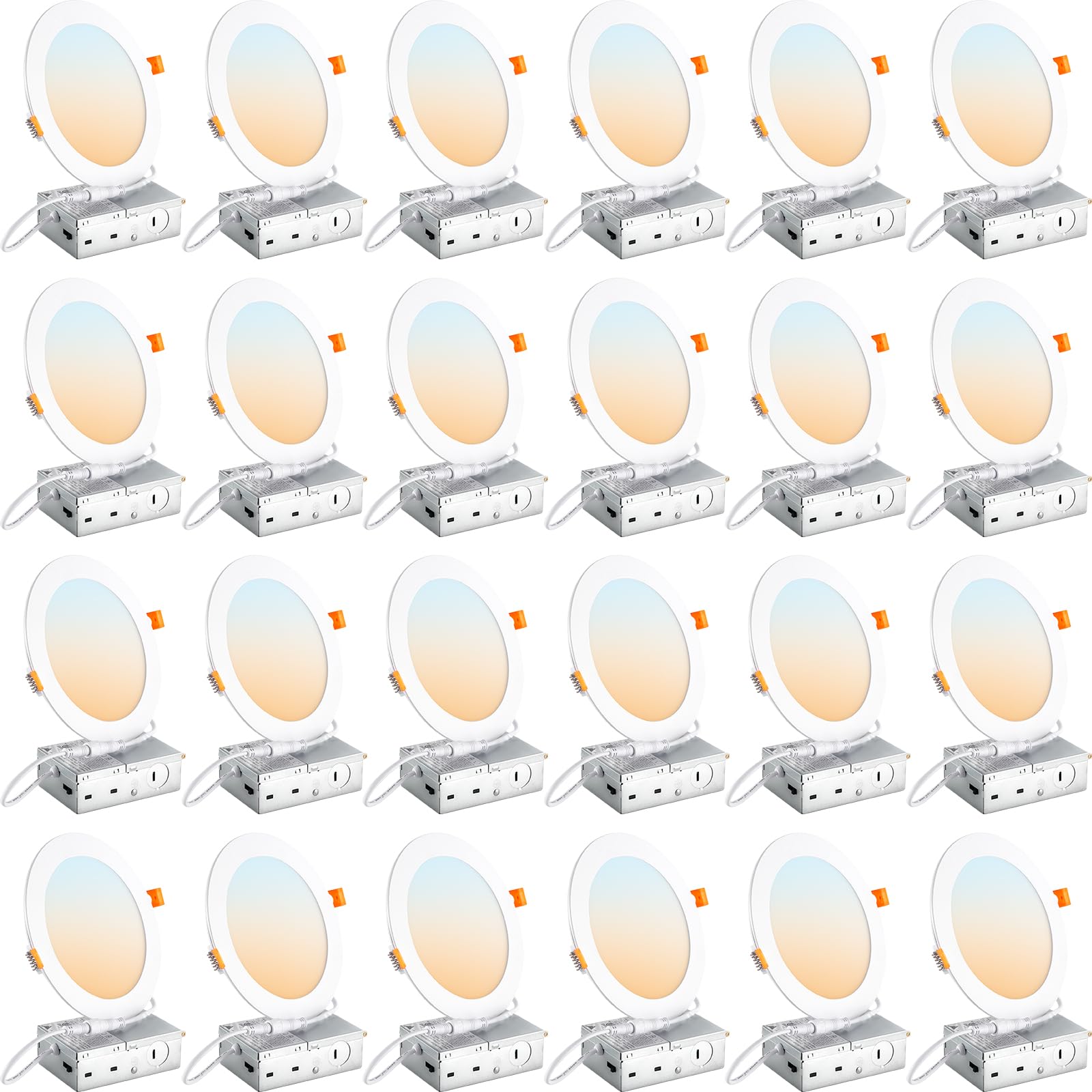 Dllt Led Recessed Ceiling Light: 24 Pack 6 Inch Slim Recessed Lighting For Kitchen - 5Cct Dimmable Canless Wafer Downlight For Living Room - 725Lm Brightness 12W 120V Can Lights For Bedroom Etl Fcc
