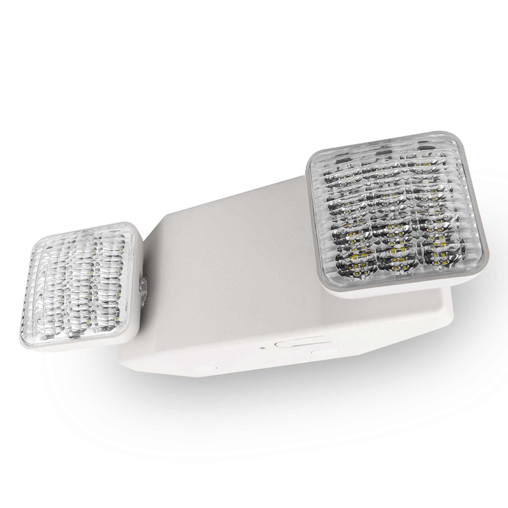 LFI Lights Remote Head Capable LED Emergency Light, Hardwired with Battery Backup, UL Listed, Adjustable LED Heads, White Housin
