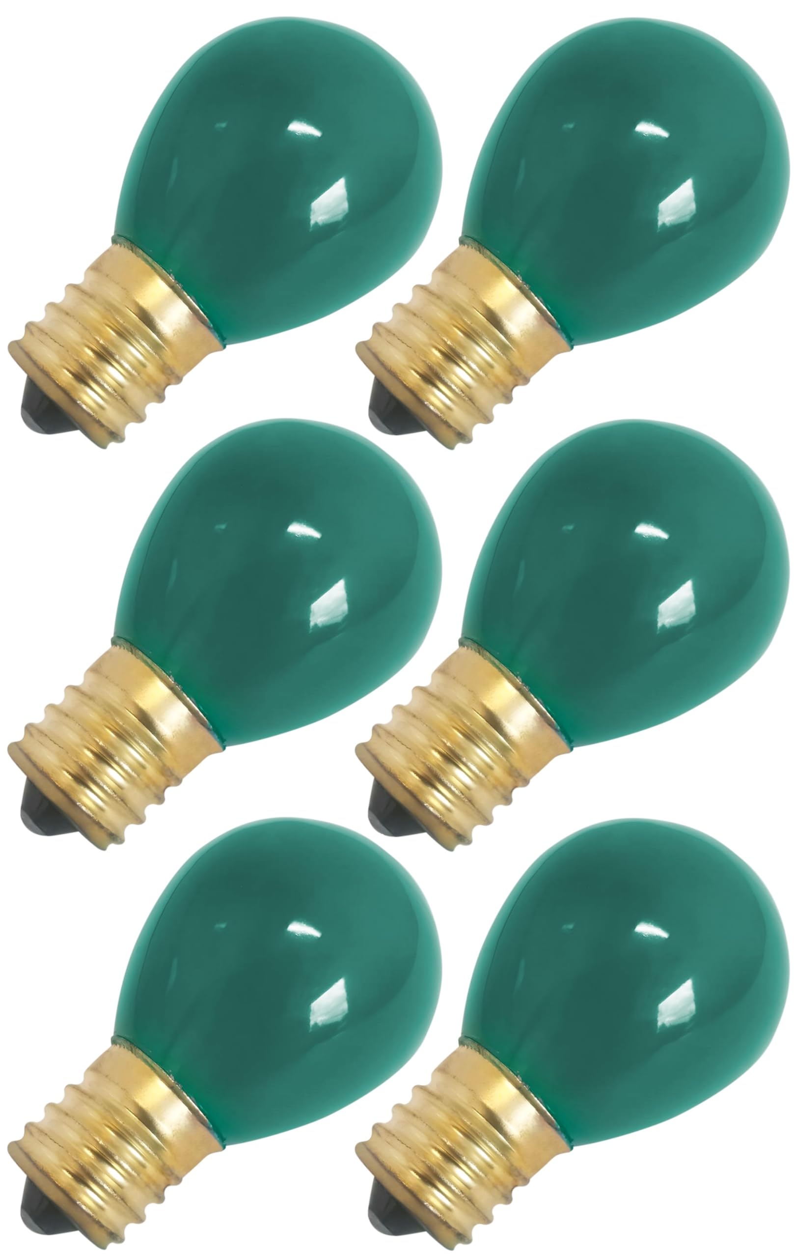 Ocs Parts 10S11N-130V-Cg Green Light Bulbs | 6-Pack | 10 Watt 130 Volt S11 Miniature E17 Intermediate Screw Base Lamps | 4,500 H