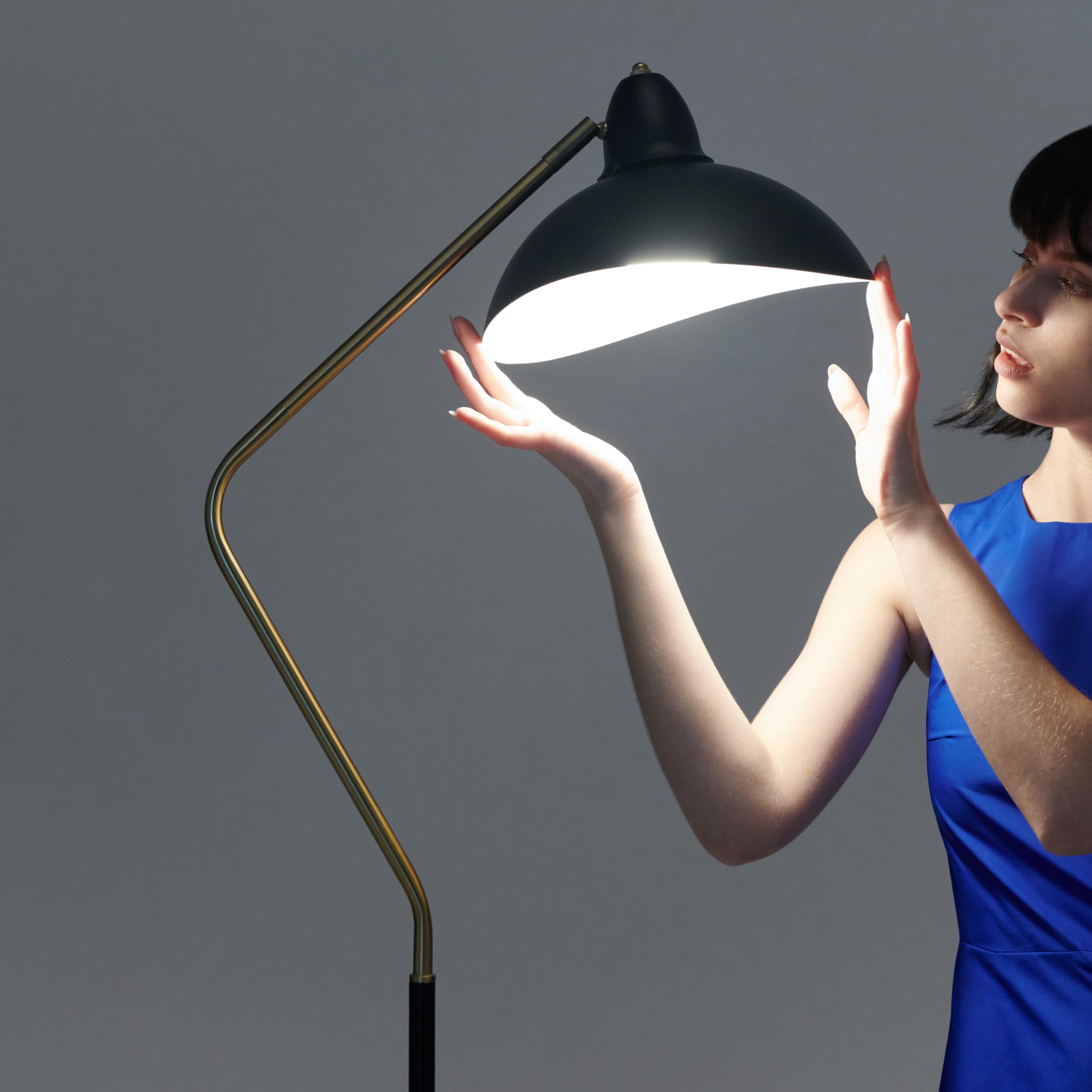 Brightech Swoop Led Floor Lamp, Tall Lamp With Adjustable Head, Modern Floor Reading Lamp For Over Chair, Living Rooms & Offices