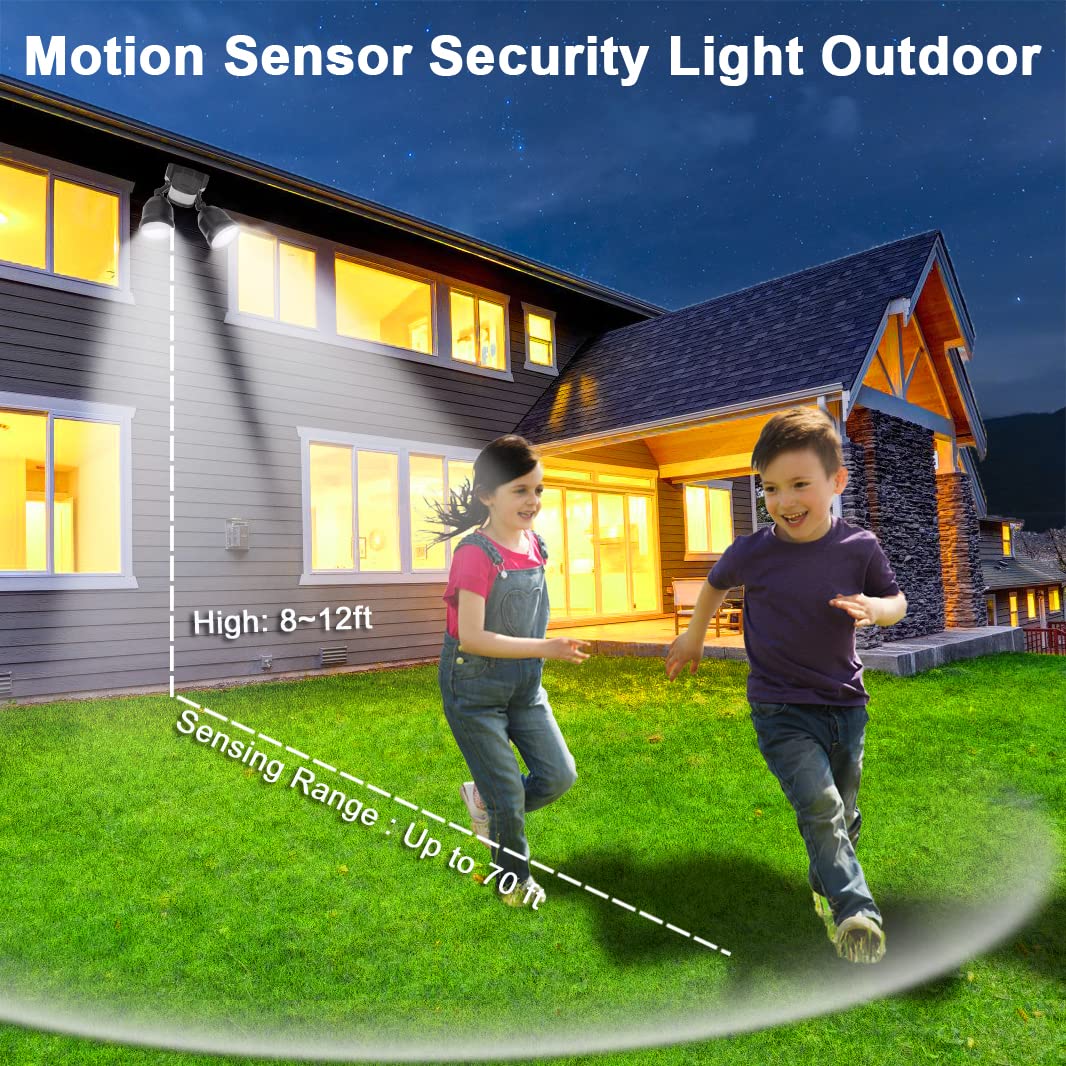 EMANER LED Flood Light, 280W Equivalent, Dusk to Dawn, 4-Mode, Gray, 2-Pack, Model EMR-7032A