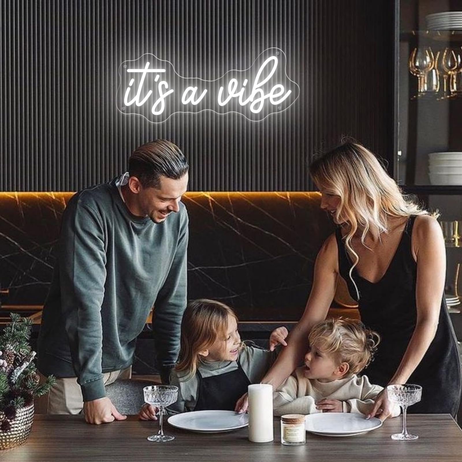 ItS A Vibe Neon Sign Led Neon Light For Wall Decor Usb Powered Three Adjustable Brightness Lights Up Sign For Home Birthday Party Decor Bedroom Decorations Christmas Gift 38Cm*15.5Cm