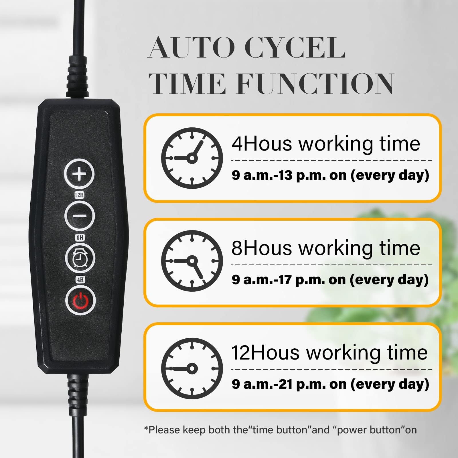Ipower Led Grow Lights - Full Spectrum Plant Lamp, 2 Tubes, 3 Timing Modes, Yellow
