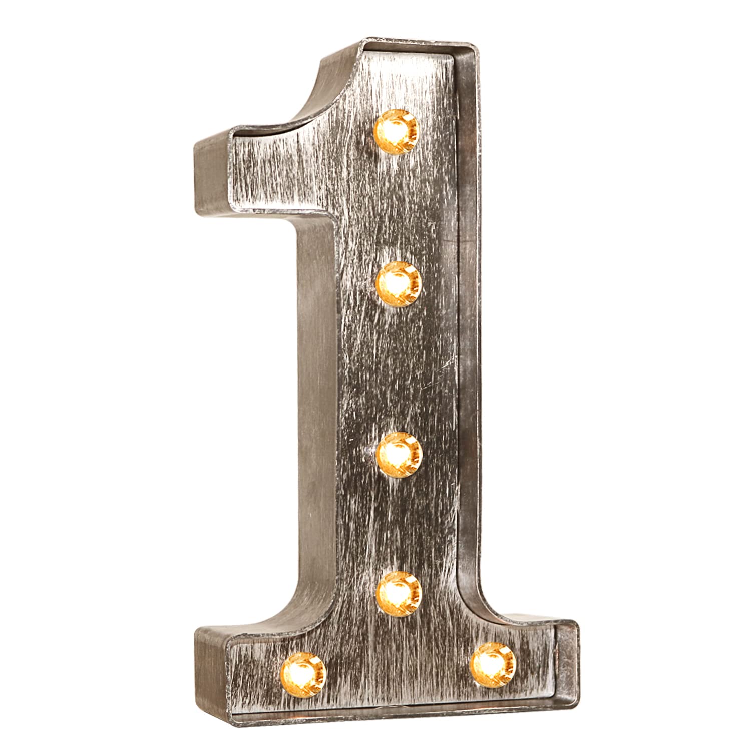 Brushed silver gray LED Number Lights Light Up Number Sign for Night Light Wedding/Birthday Party Battery Powered Christmas Lamp