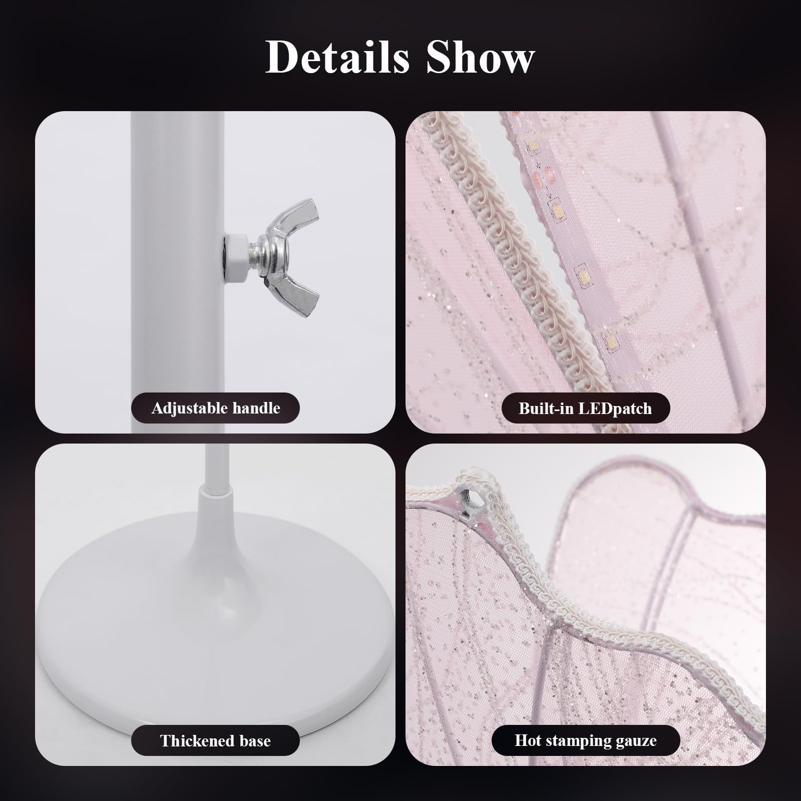 YM Sky Wedding Butterfly LED Floor Lamp - Adjustable 60 CM, Pink Light, Metal Ceiling Light for Romantic Decor, Model 94981