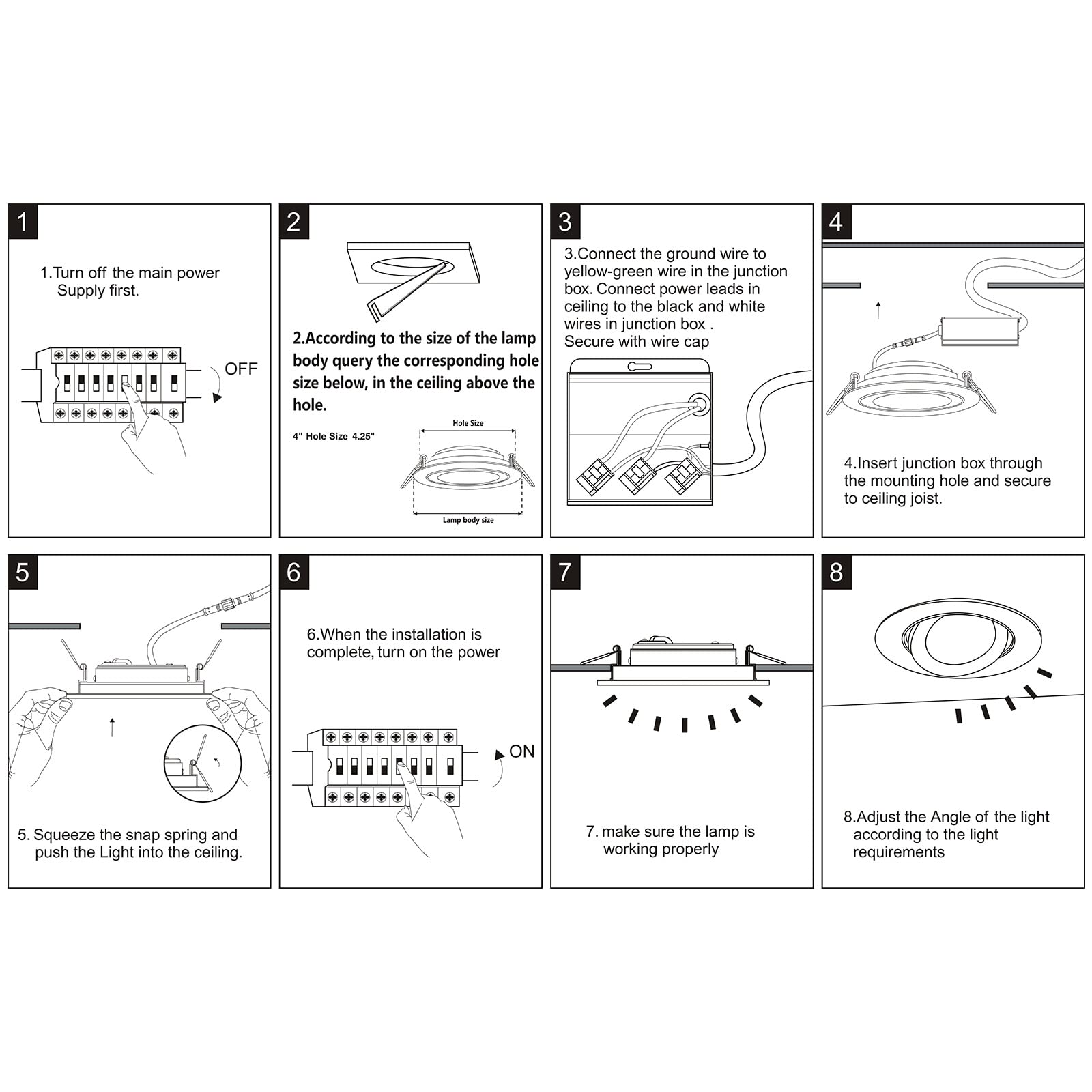 Knlnny Ware Square Black Led Gimbal Lights 6 Pack, Recessed Ceiling Light With Junction Box,5Cct Selectable,9W 750Lm,Dimmable Sl