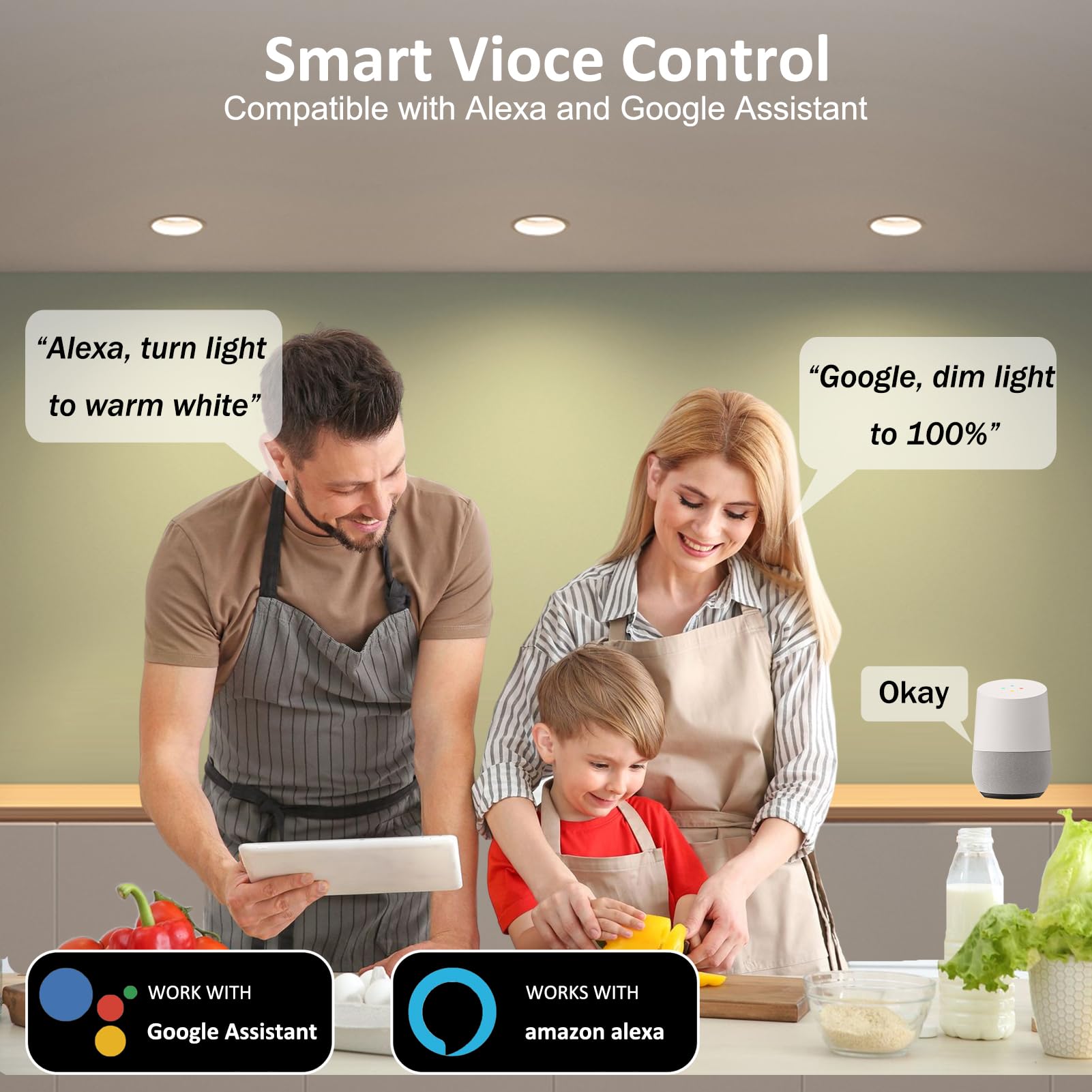 Smart Recessed Lighting 2 Inch, Wi-Fi Led Downlight 5W 120V, Rgbcw Color Changing Led Recessed Ceiling Light, Cob Dimmable 2700K