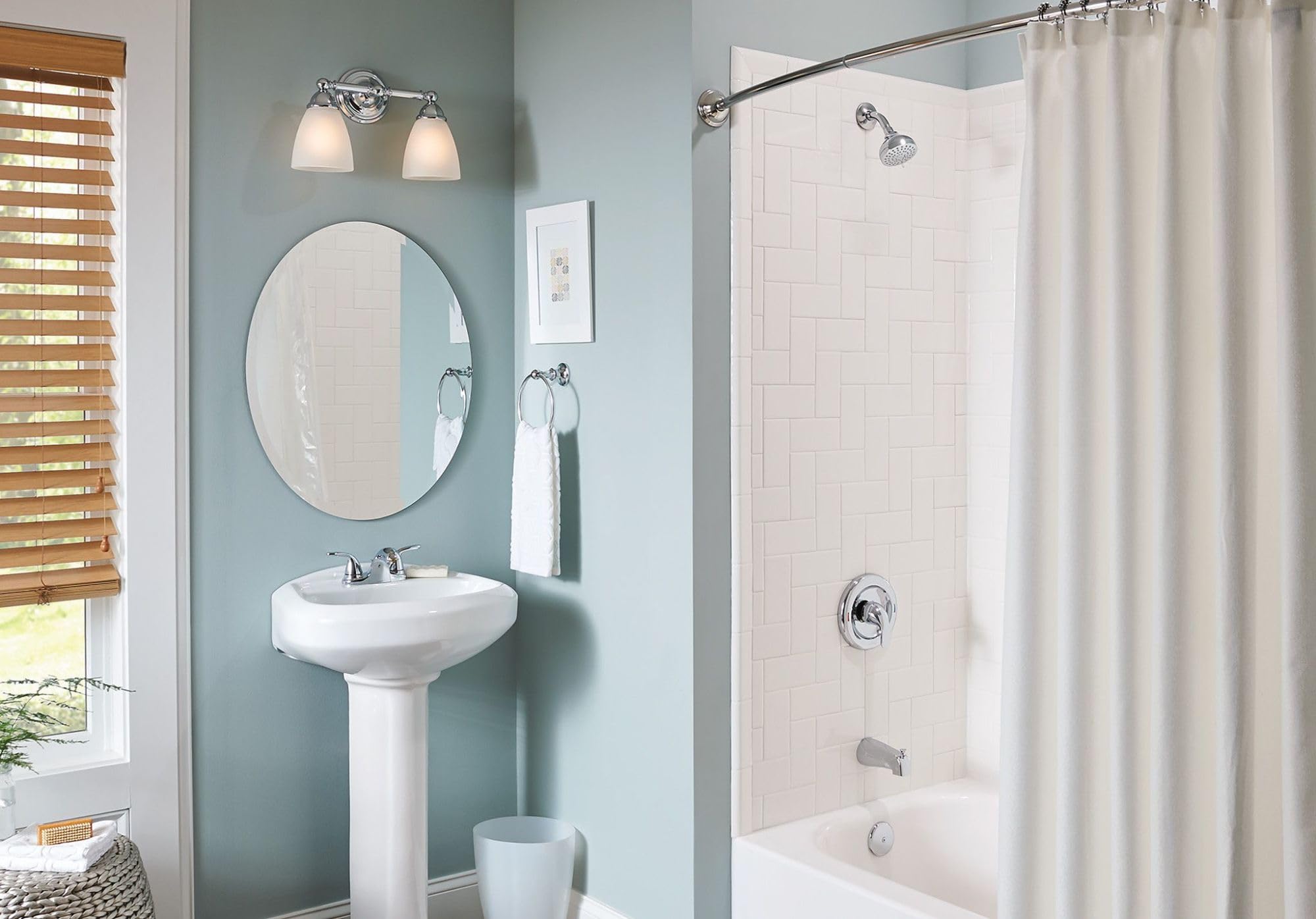 Moen Brantford 2-Light Bath Vanity Fixture, Frosted Glass, Chrome, Model YB2262CH