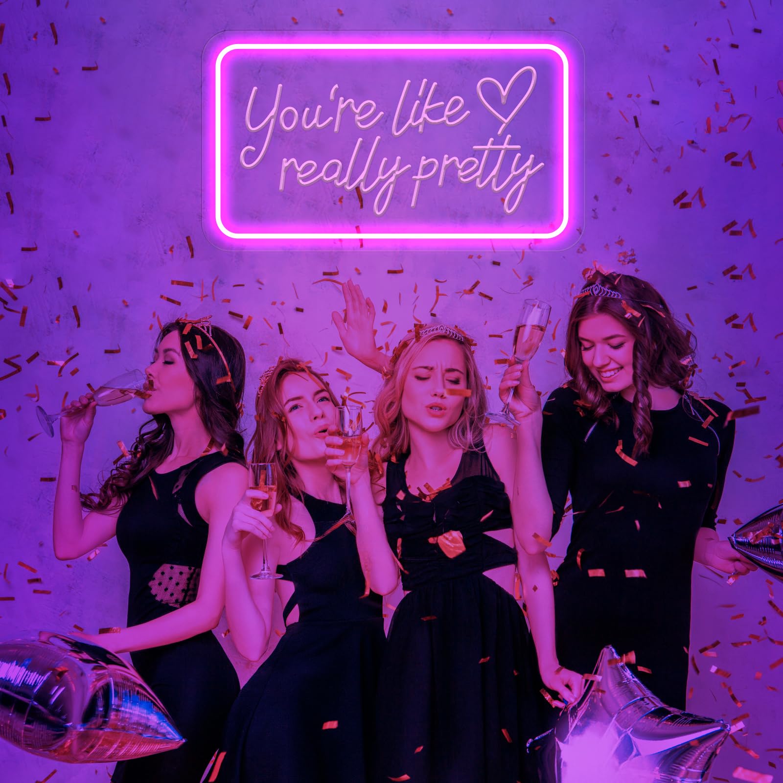 INSNEnN Neon Sign for Wall Decor, USB Dimmable LED Light, 15.75x10.16 Inches, Pink Acrylic, Party and Bedroom Decorations