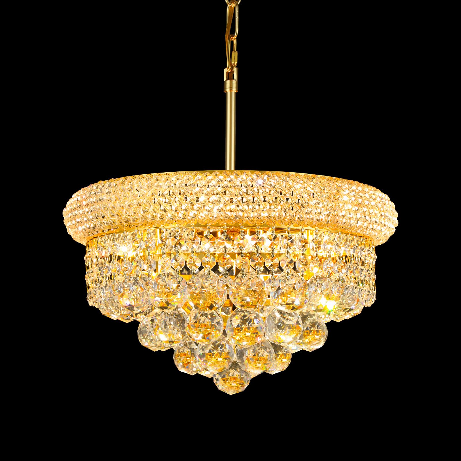 Crystal Chandeliers For Dining Room Light Fixture Over Table  Empire Style K9 Crystal Chandeliers For Bedroom  4 Lights Gold stylish Lighting Fixtures For Entryway Kitchen Island Foyer D15 Inch