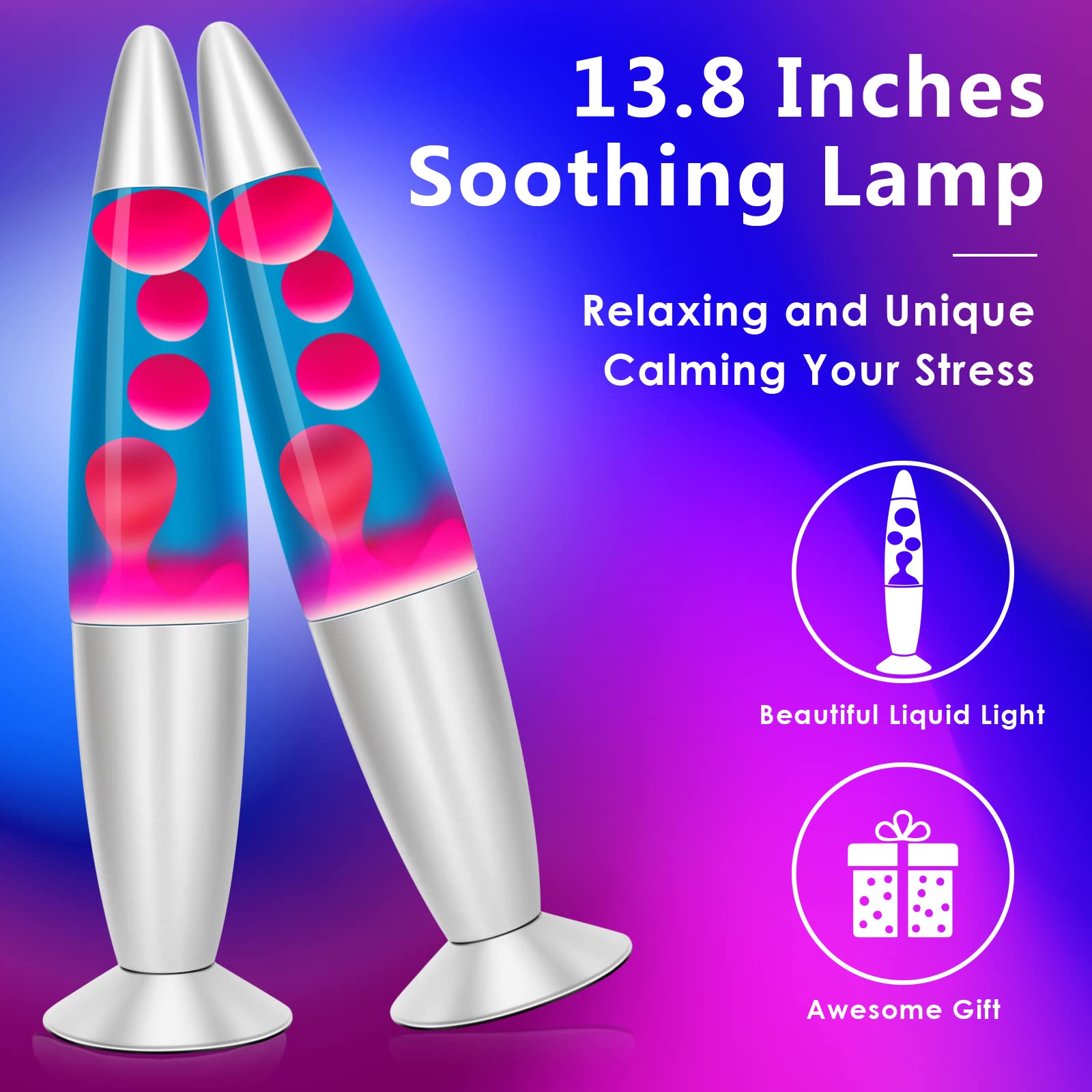 Lazzgan Table Lamp Blue Wax Red Liquid, Kids Night Lights for Bedroom Decoration, 13.8 Inch Liquid Motion Lamps for Adults, Home