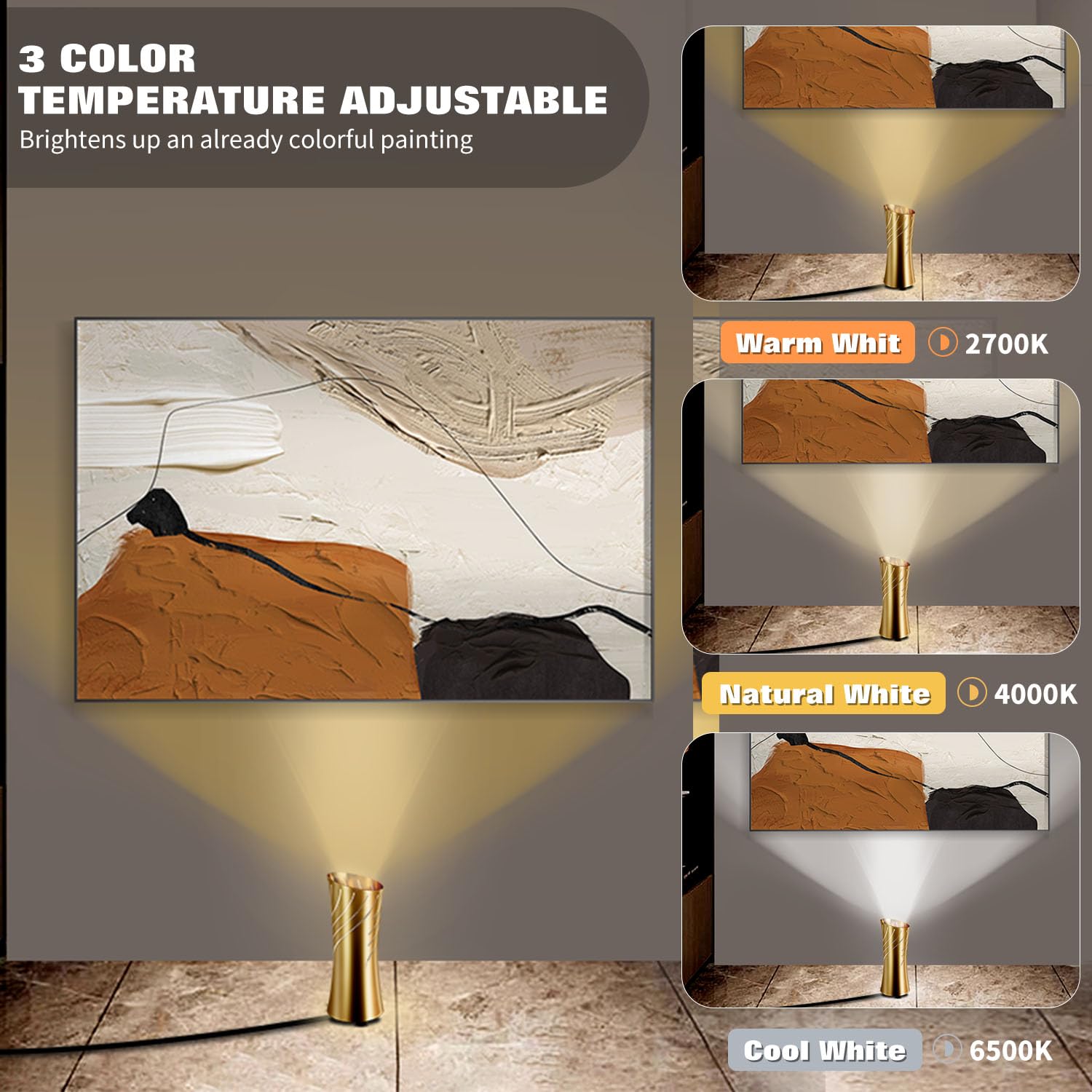 Fulanzaren Uplighting Indoor Floor Can Light, 2700K-6500K, Aluminum, 2 Pack, White, Model cct01