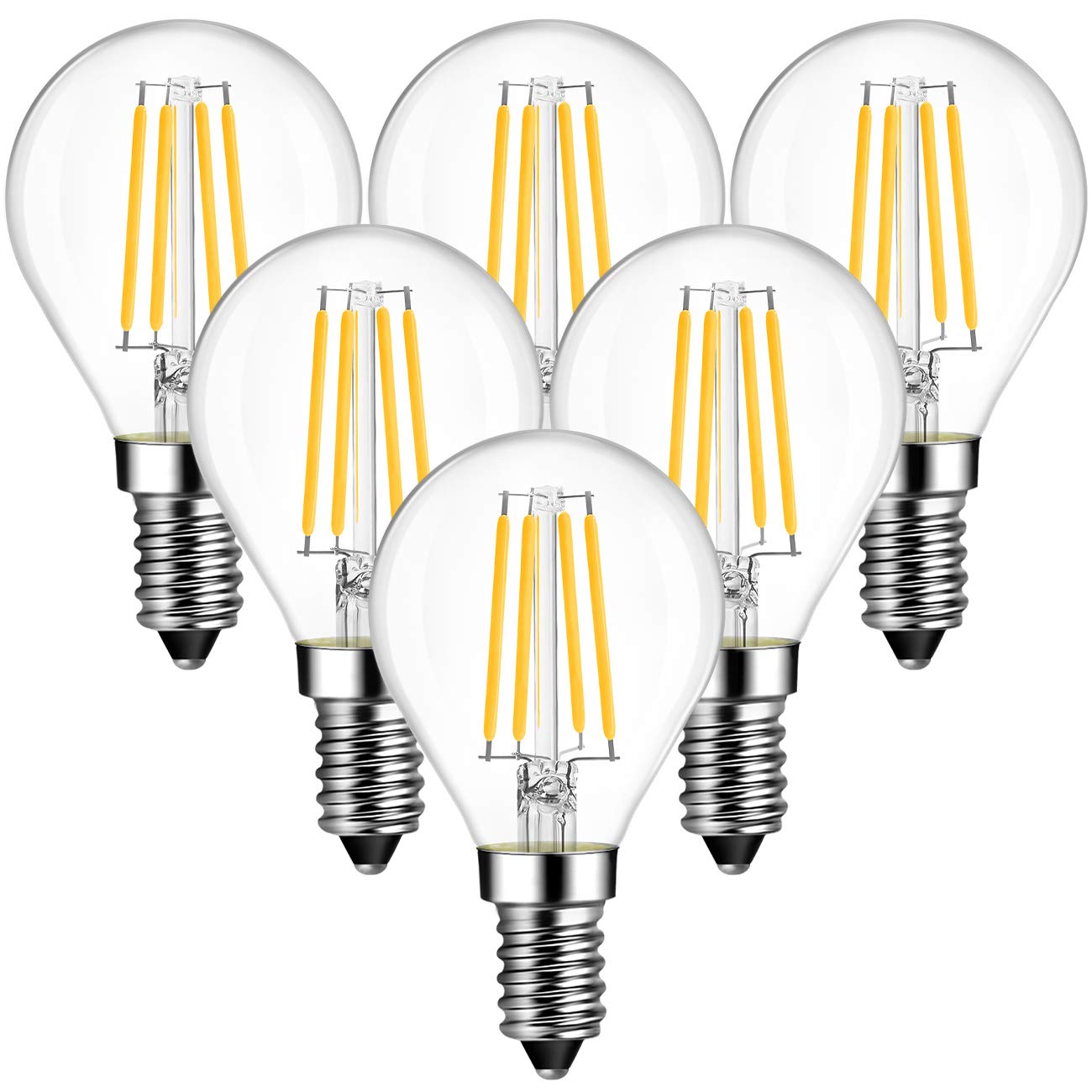 ANWIO G45 Dimmable LED Globe Bulb 4.5W (60W Equivalent) Warm White - E12 Screw Base, 6-Pack, Model AN-G50-1CD