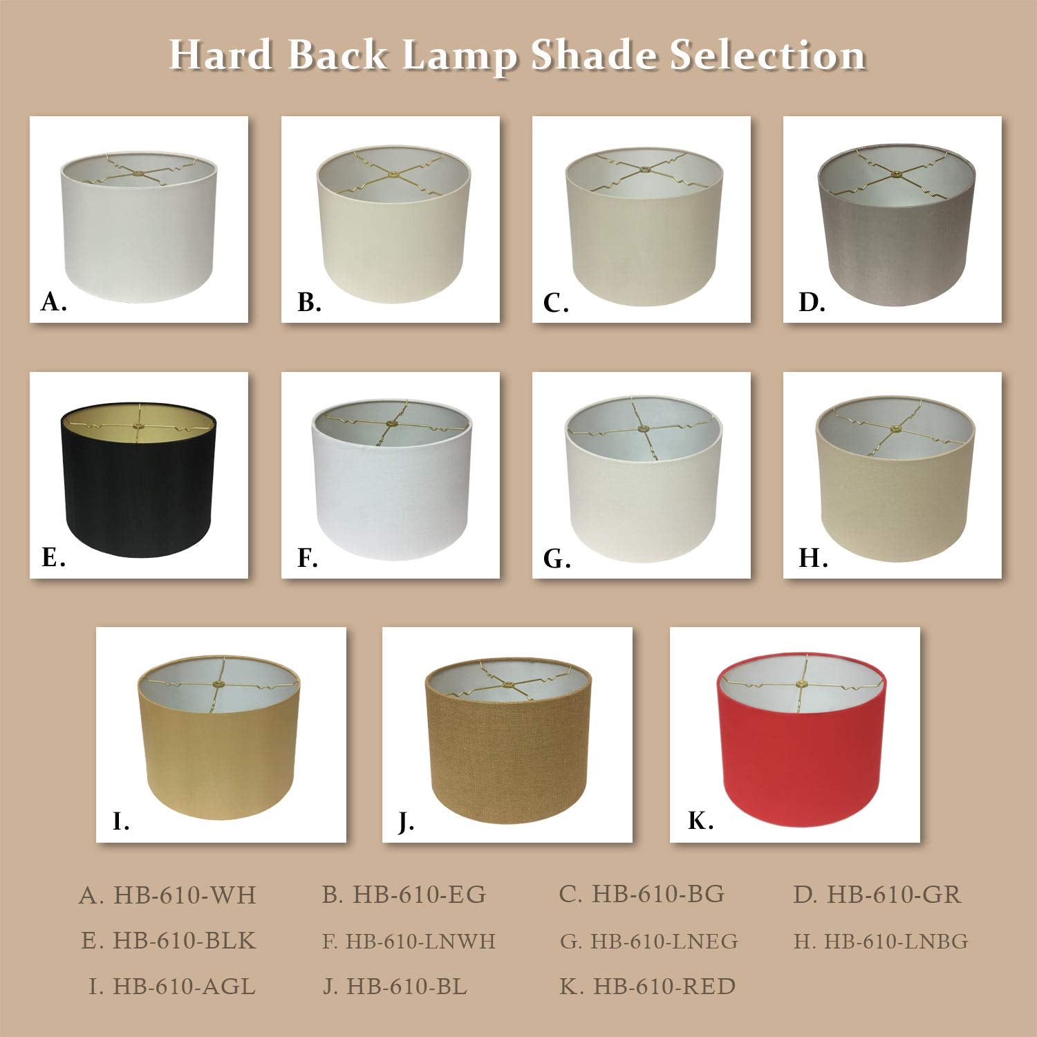 Royal Designs, Inc. Shallow Drum Lamp Shade Fabric Beige 11 x 12 x 8.5 Model HB-610-12BG