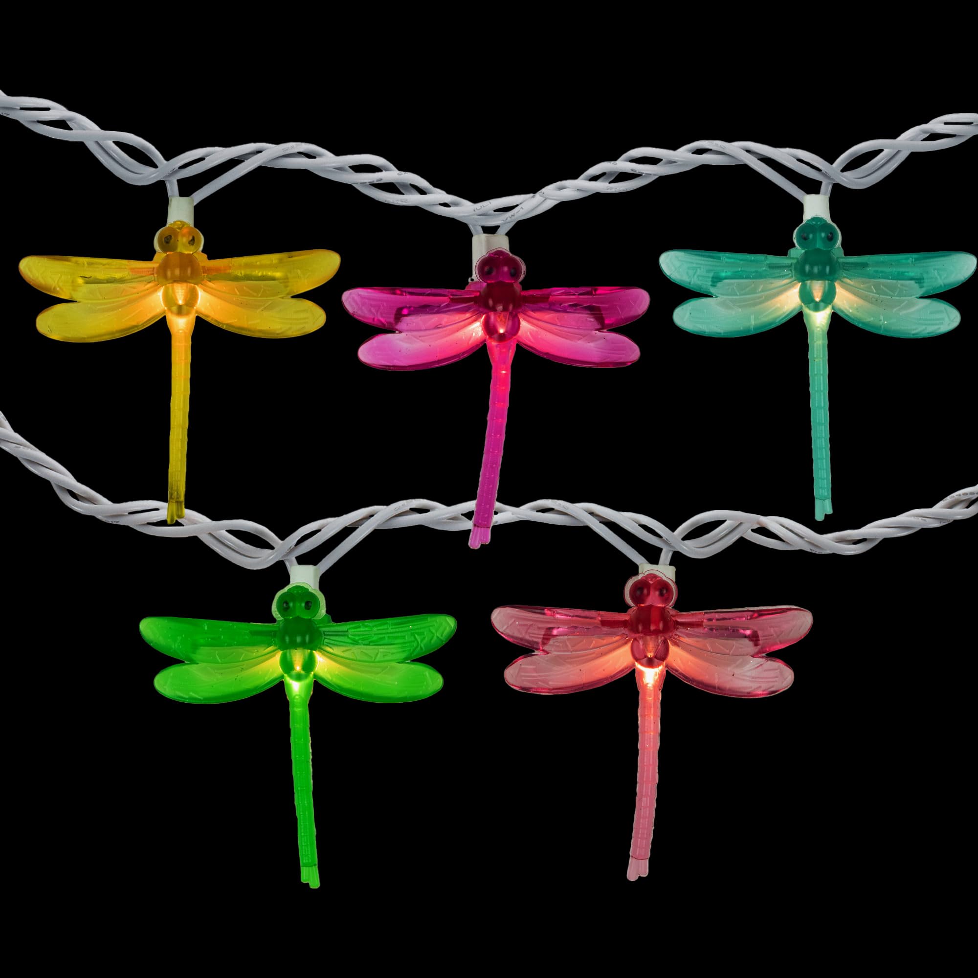 Northlight 10-Count Dragonfly Patio Lights - 7.25ft White Wire, Pink Plastic