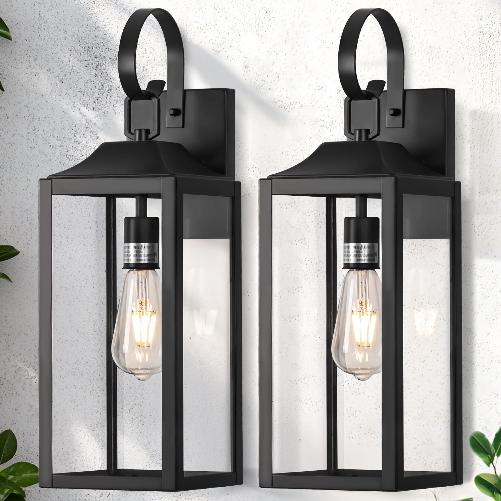 19 Large Outdoor Light Fixture 2 Pack  Porch Lights Sconce Exterior Lighting Fixtures  Black Outside Lights For House Modern Wall Lantern  Anti Rust Outside Coach Lamps For House  Doorway  Garage