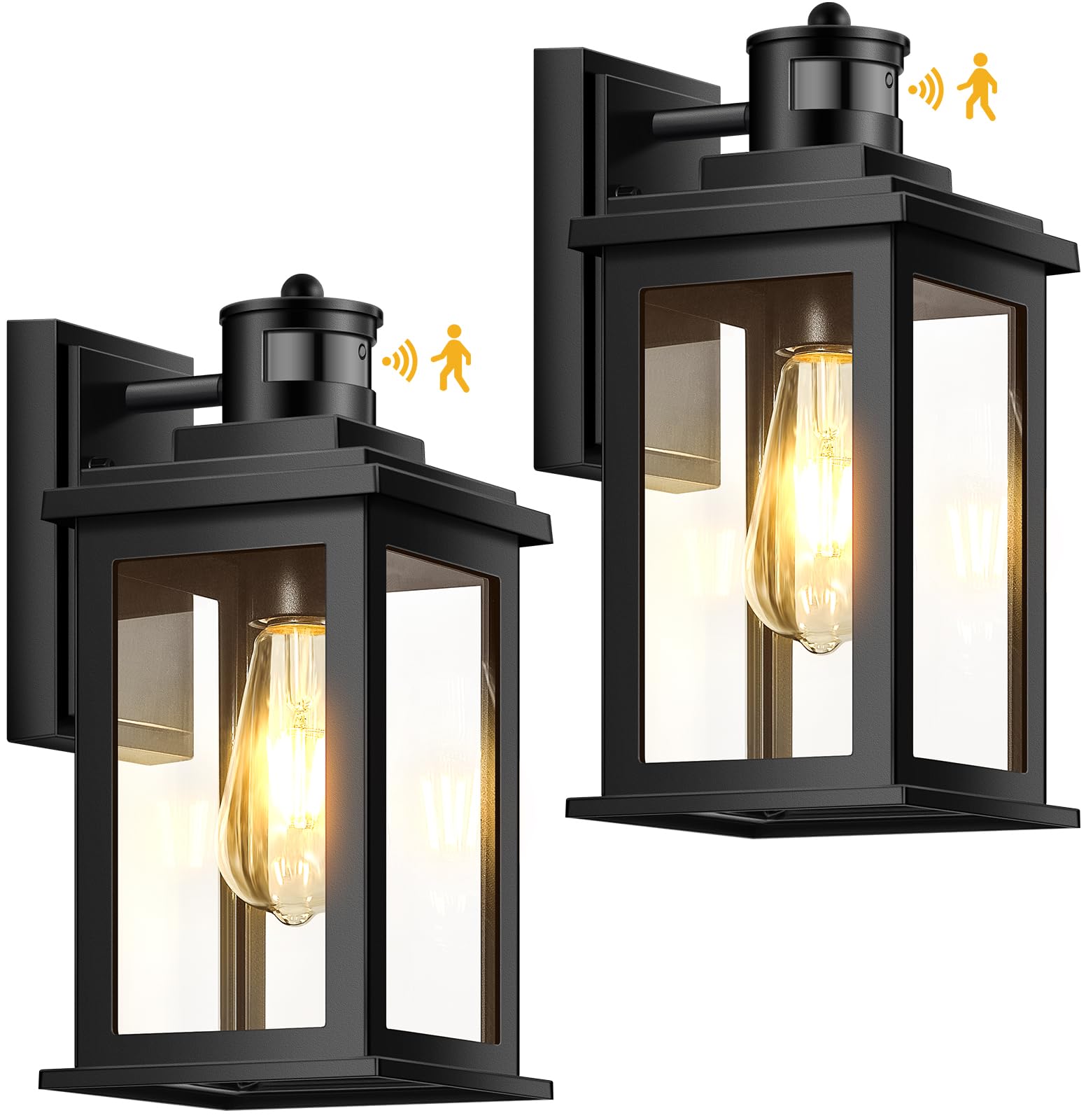 VIANIS Motion Sensor Outdoor Light, 2-Pack, Black, Waterproof, Adjustable Brightness, Model V81252BK