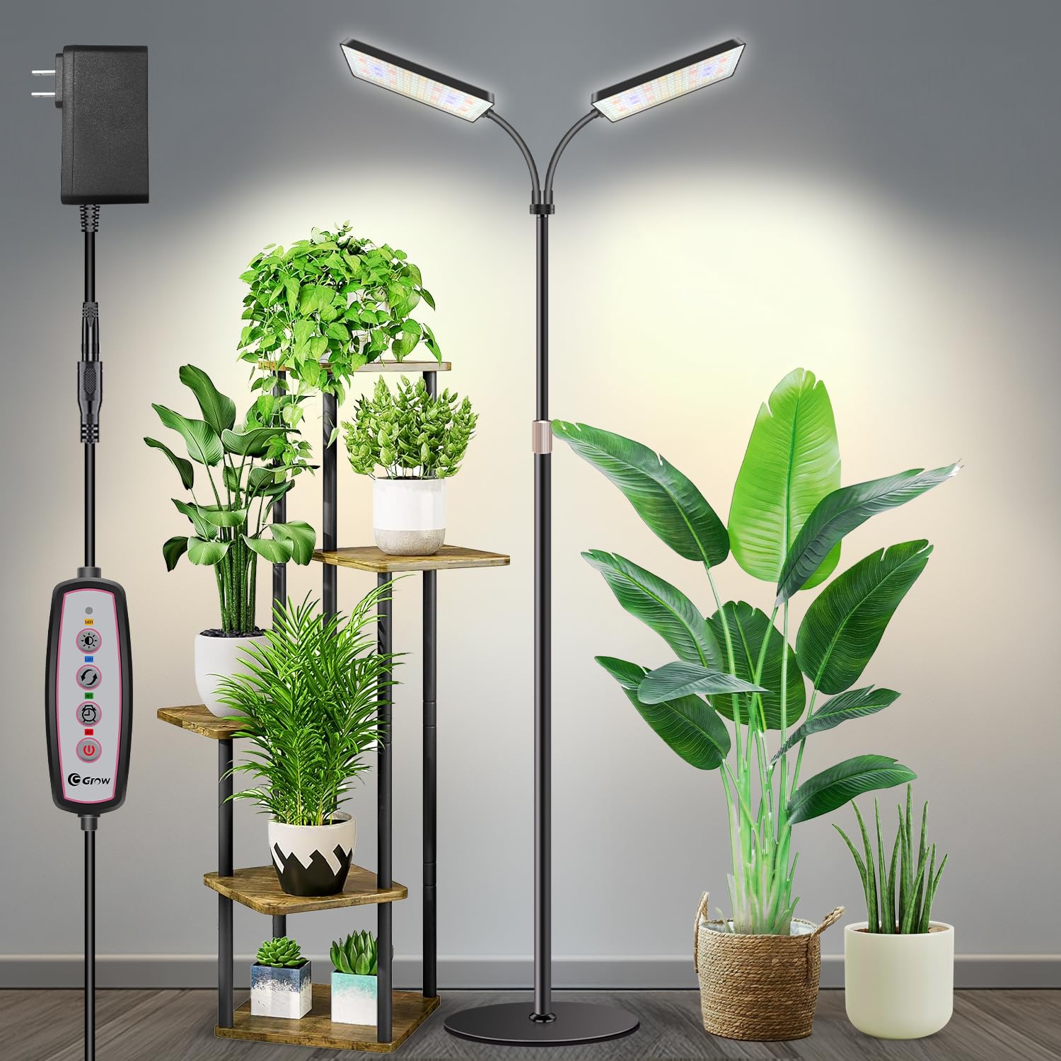 Wiaxulay Grow Light with Stand, Full Spectrum Floor Plant Lights for Indoor Growing, Height Adjustable 24-68, Ideal for Growing 