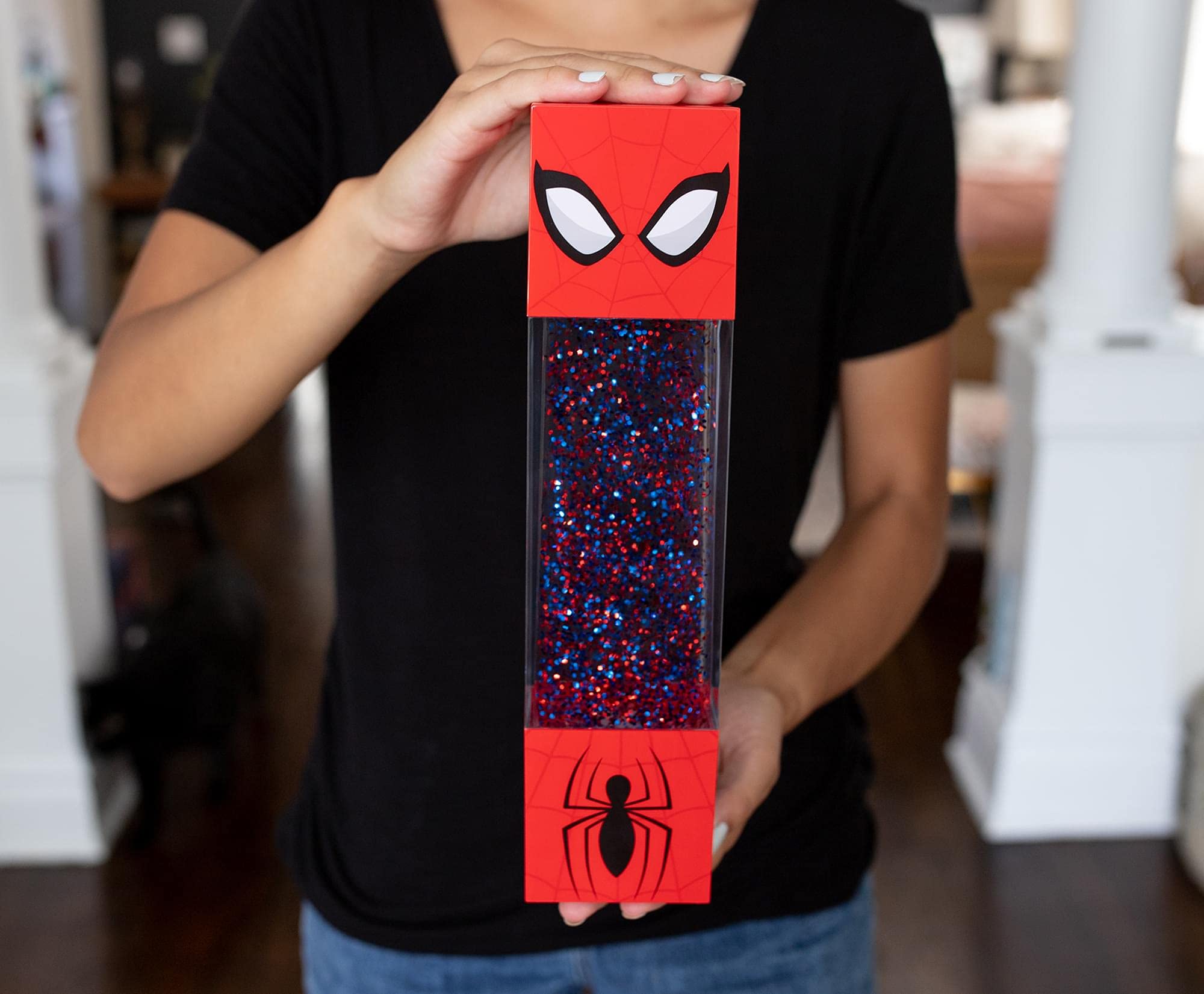 Ukonic Marvel Spider-Man USB Glitter Motion Lamp - 12 Inch LED Nightstand Light for Bedroom, Desk, Living Room Decor