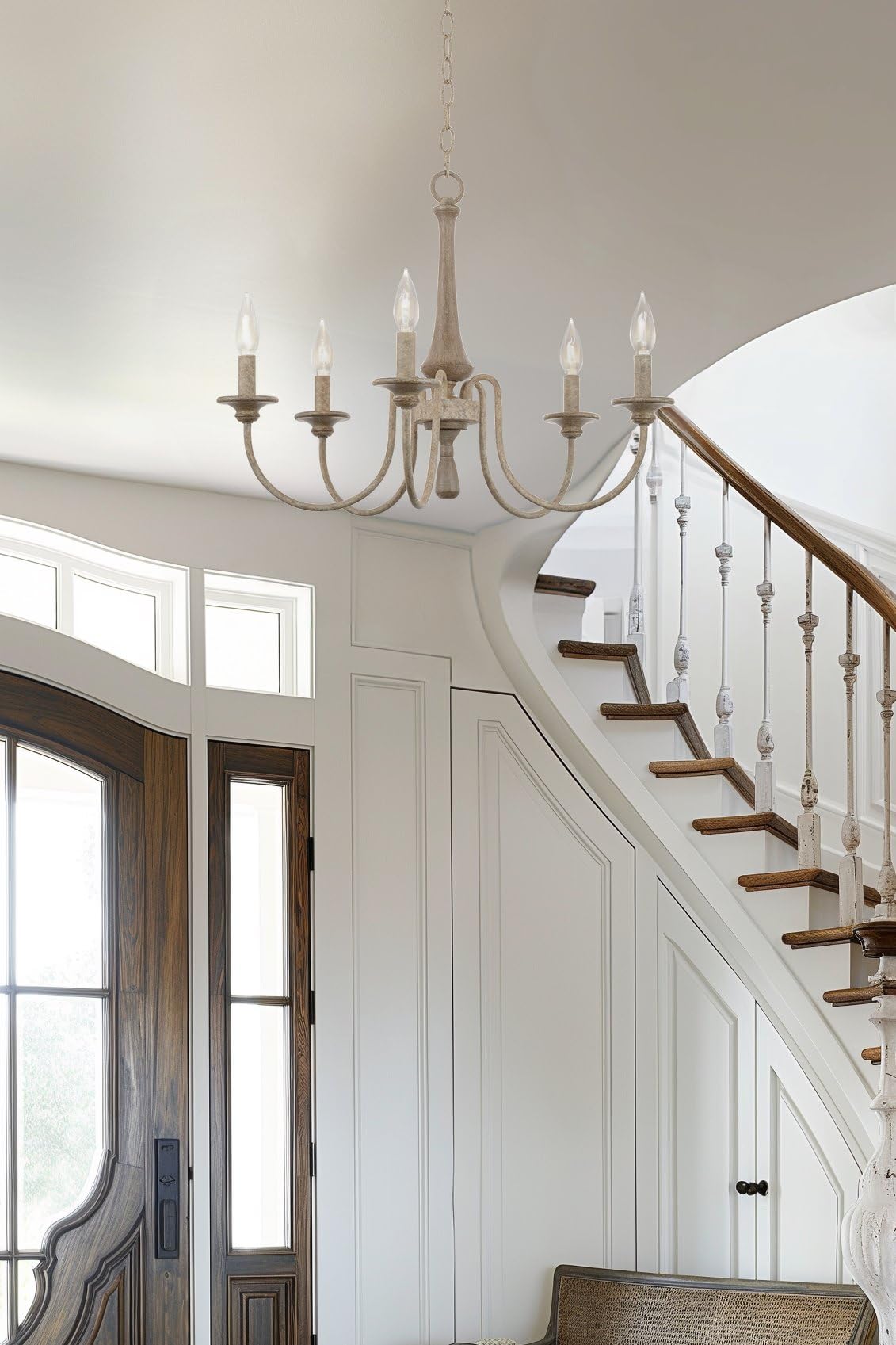 Kira Home Sherbrooke 24'' 5-Light French Country Chandelier, Adjustable Height, Smoked Cedar Finish