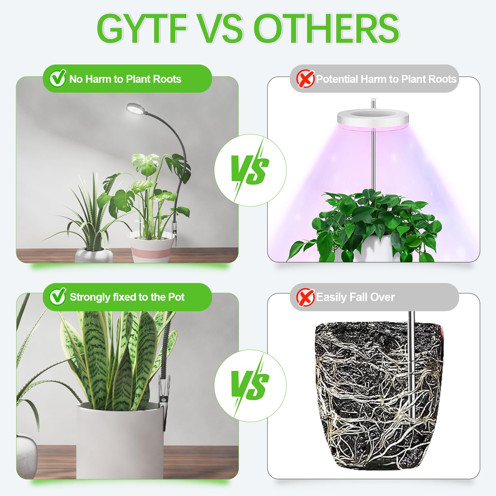 Led Plant Grow Light Clip On, Gooseneck 6000K Full Spectrum Growing Lamp For Indoor Desk Small Pots Plants, Dimmable With Timer