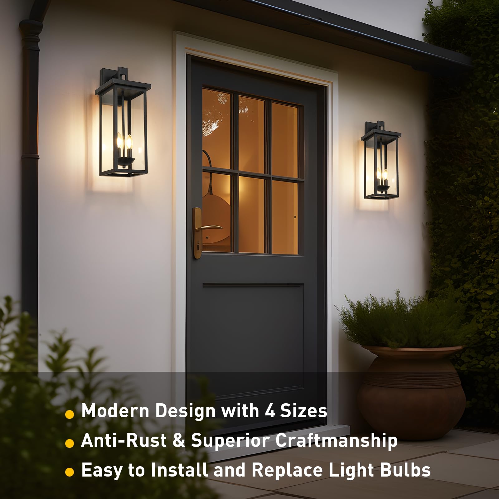 tewei Outdoor Wall Light Fixture, Dusk to Dawn, 22 Inch, Black Metal, Model TW-LB-SR22, 1 Pack