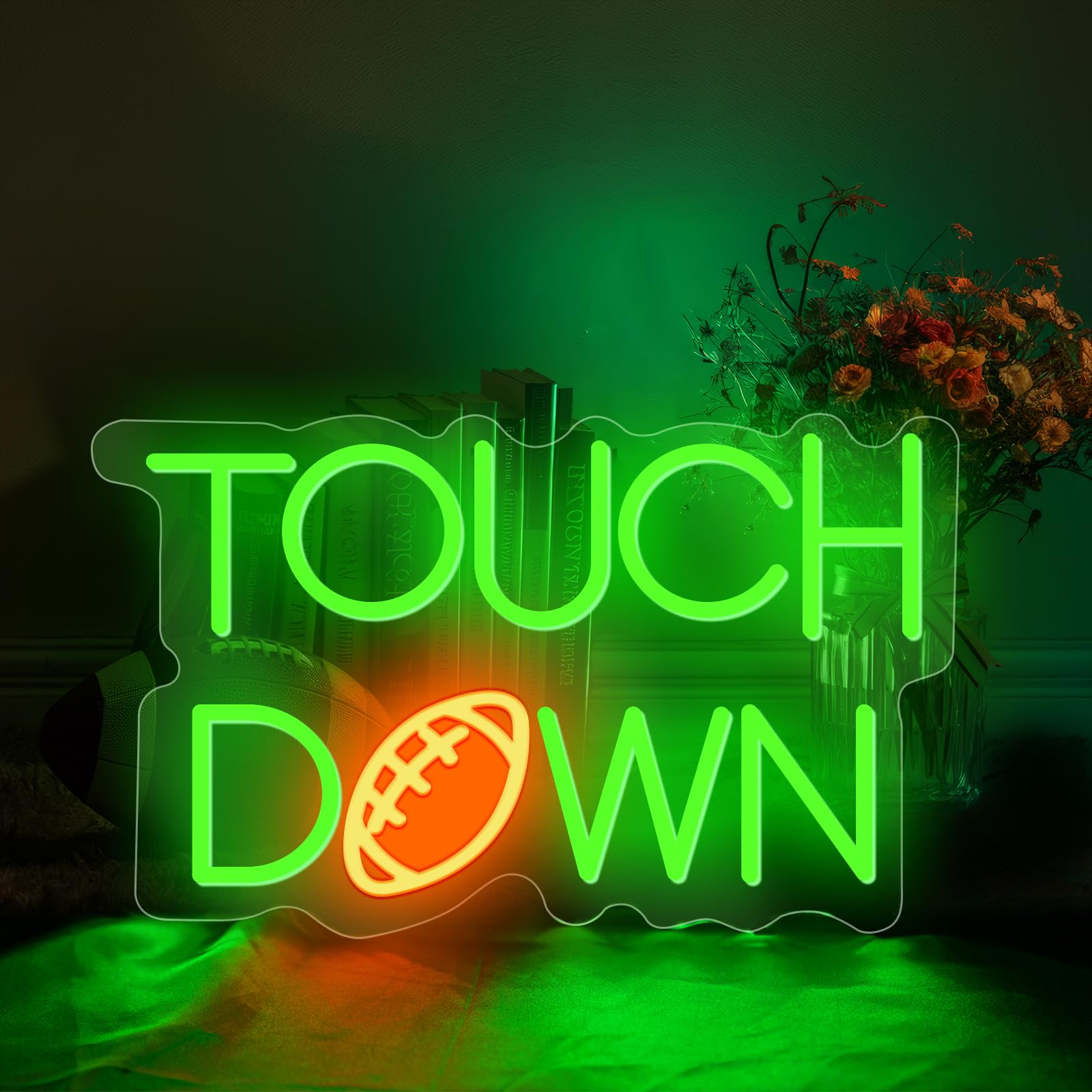 Football Touch Down Neon Sign for Wall Decor, Football LED Signs, Football Shaped Neon Light Rugby Neon Lights for Man Cave, Teens, Boys, and Girls' Bedrooms and Game Rooms Decor Football Fans Present