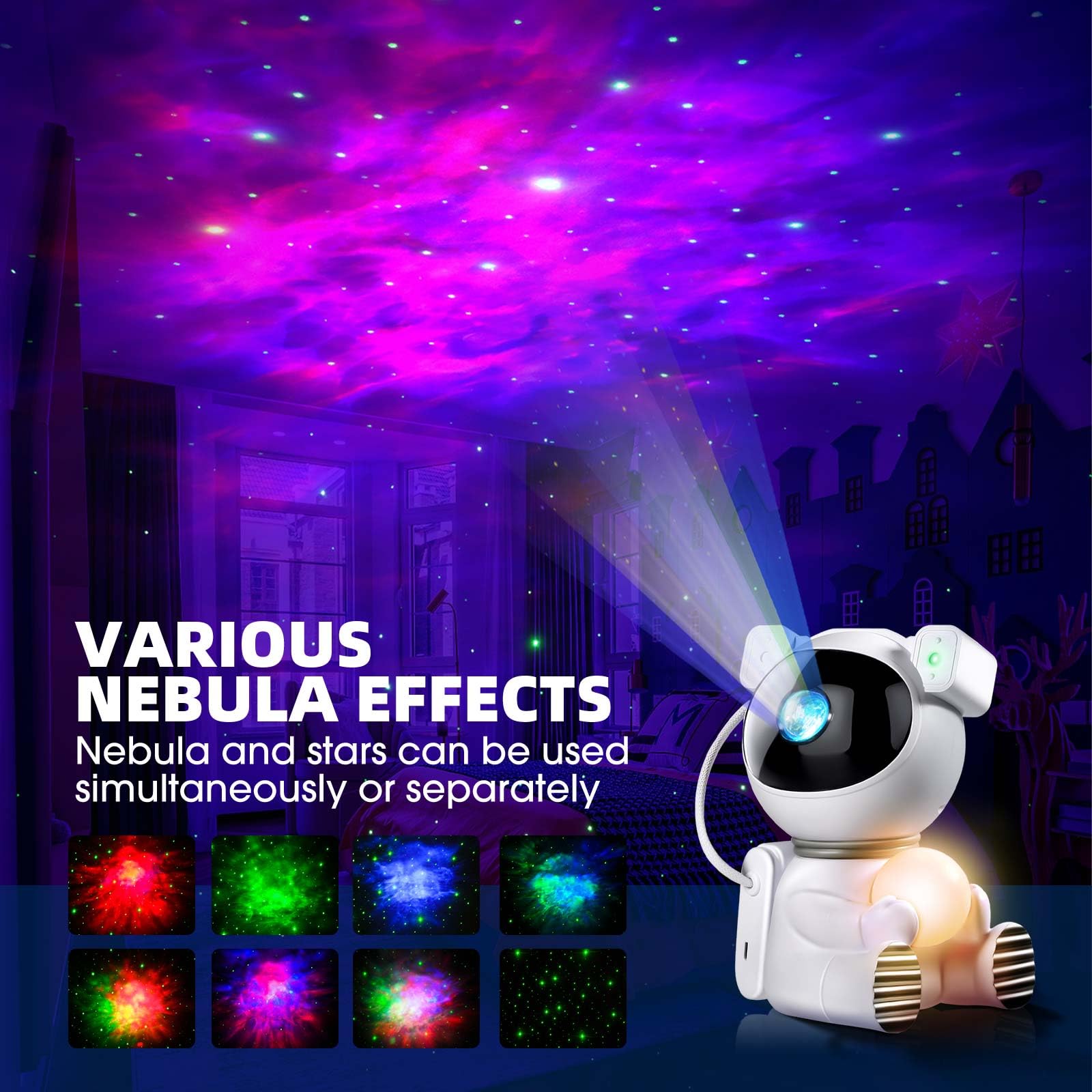 Astronaut Galaxy Projector Star Light - LED Aurora Light Projector for Bedroom, Galaxy Star Projector with Remote & Timer, Space