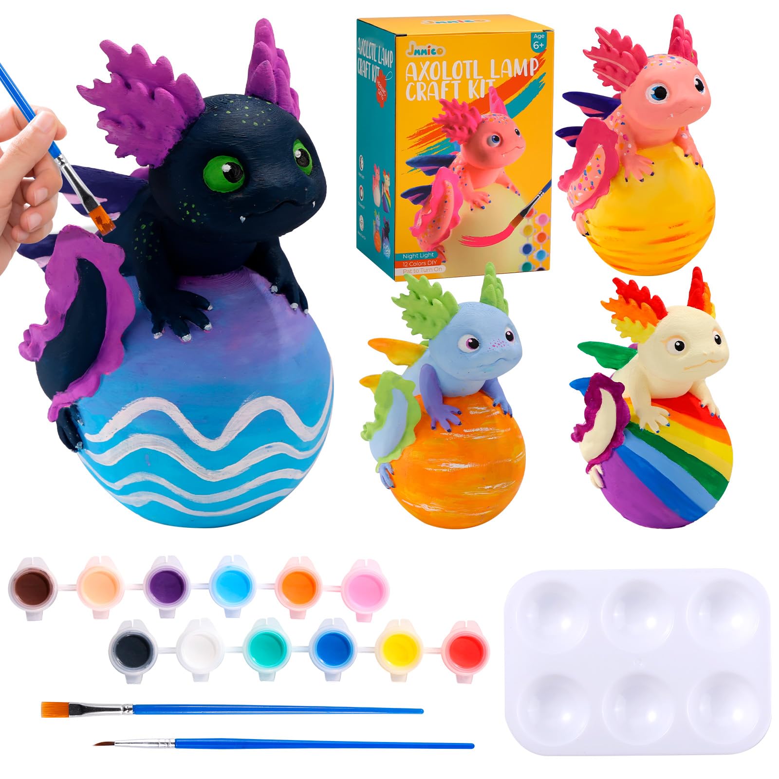 JMMICO Axolotl Lamp Kit - DIY Night Light for Kids Ages 4-12, Pink, Model E4-T002-1, Perfect Birthday & Christmas Gift