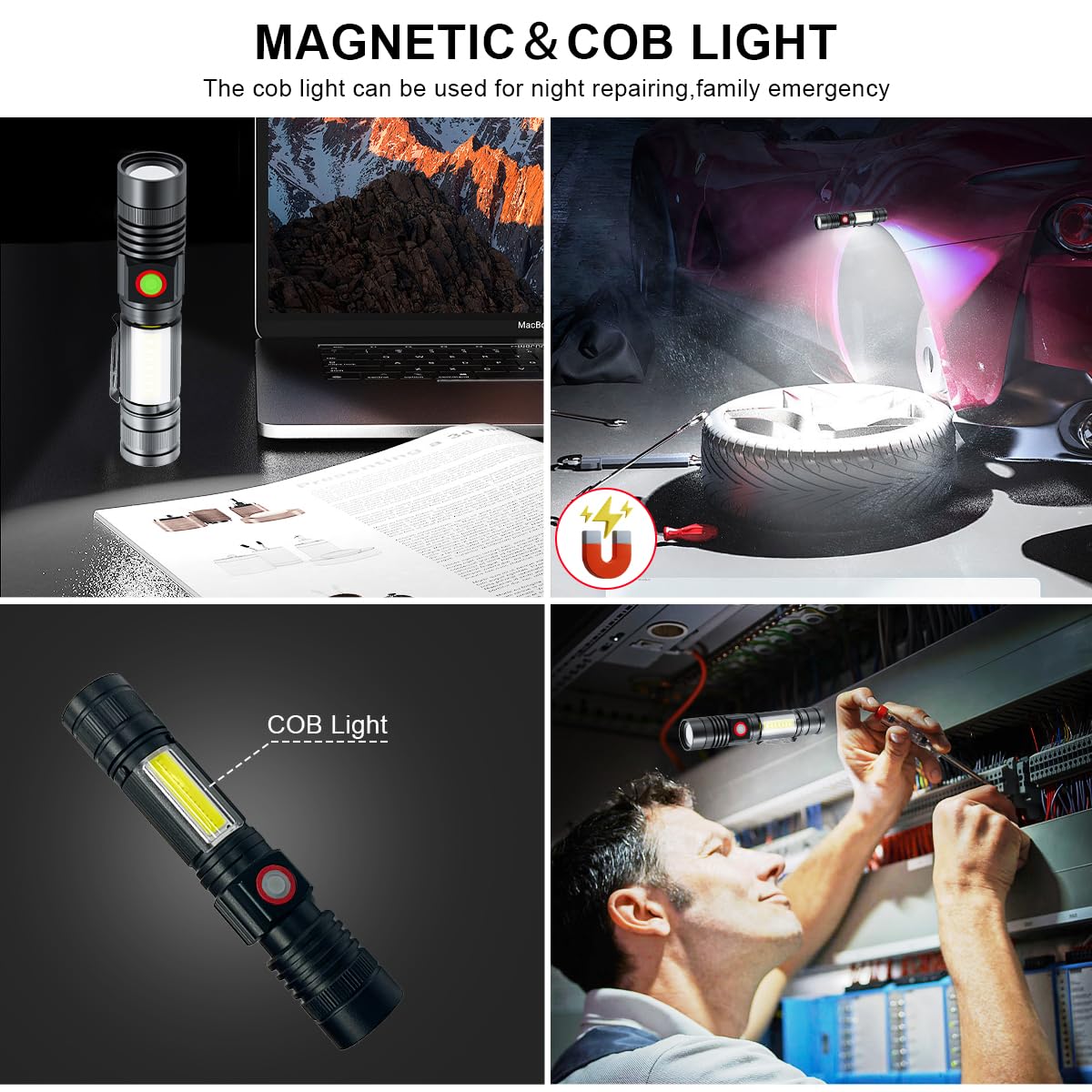 iToncs LED Flashlight 2000 Lumens Rechargeable Waterproof Tactical Flashlights 2 Packs with Bag