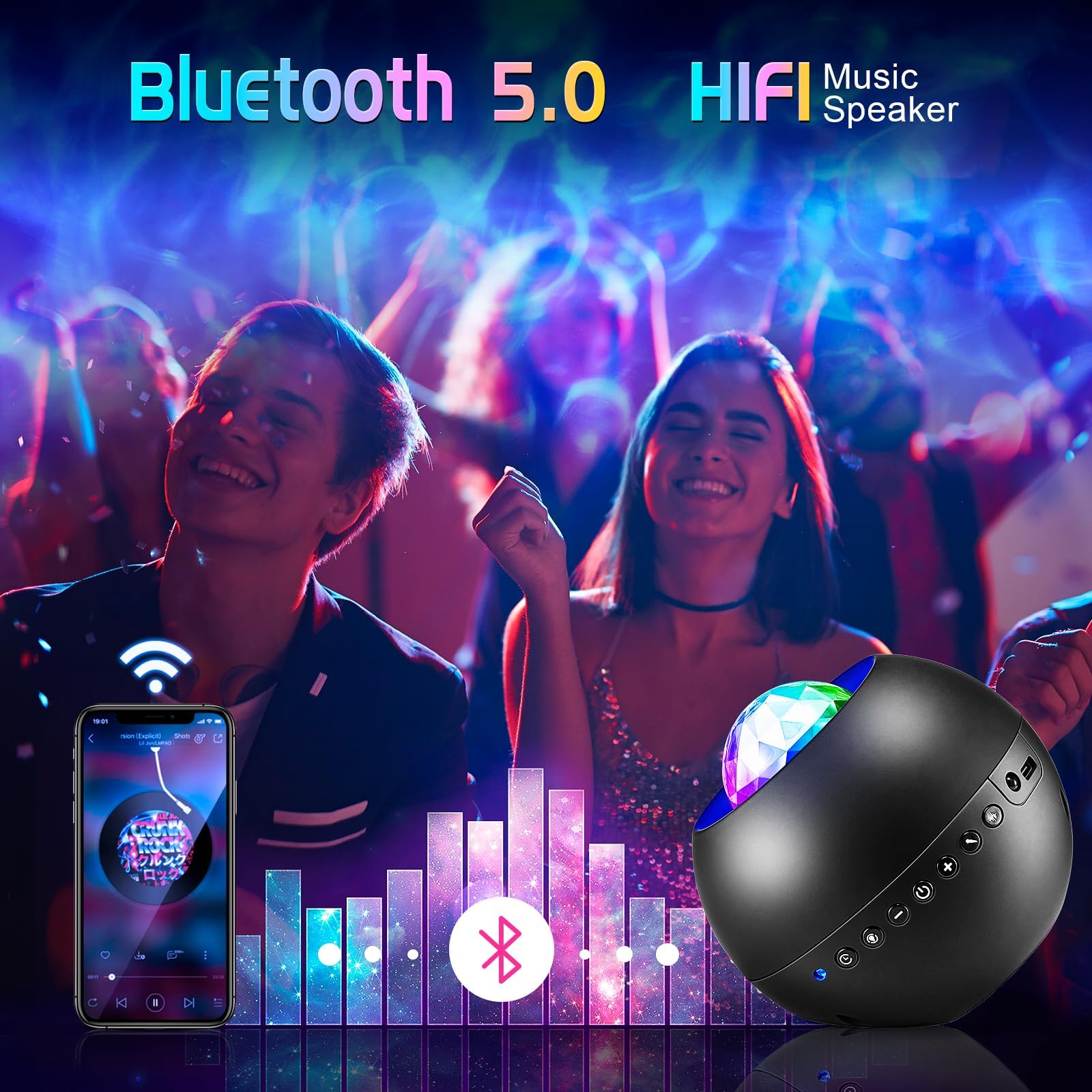 Birthday Gifts Galaxy Projector With 20 Lighting Modes, Hifi Bluetooth Speaker & White Noise - Remote & Timer Controlled Gift Fo